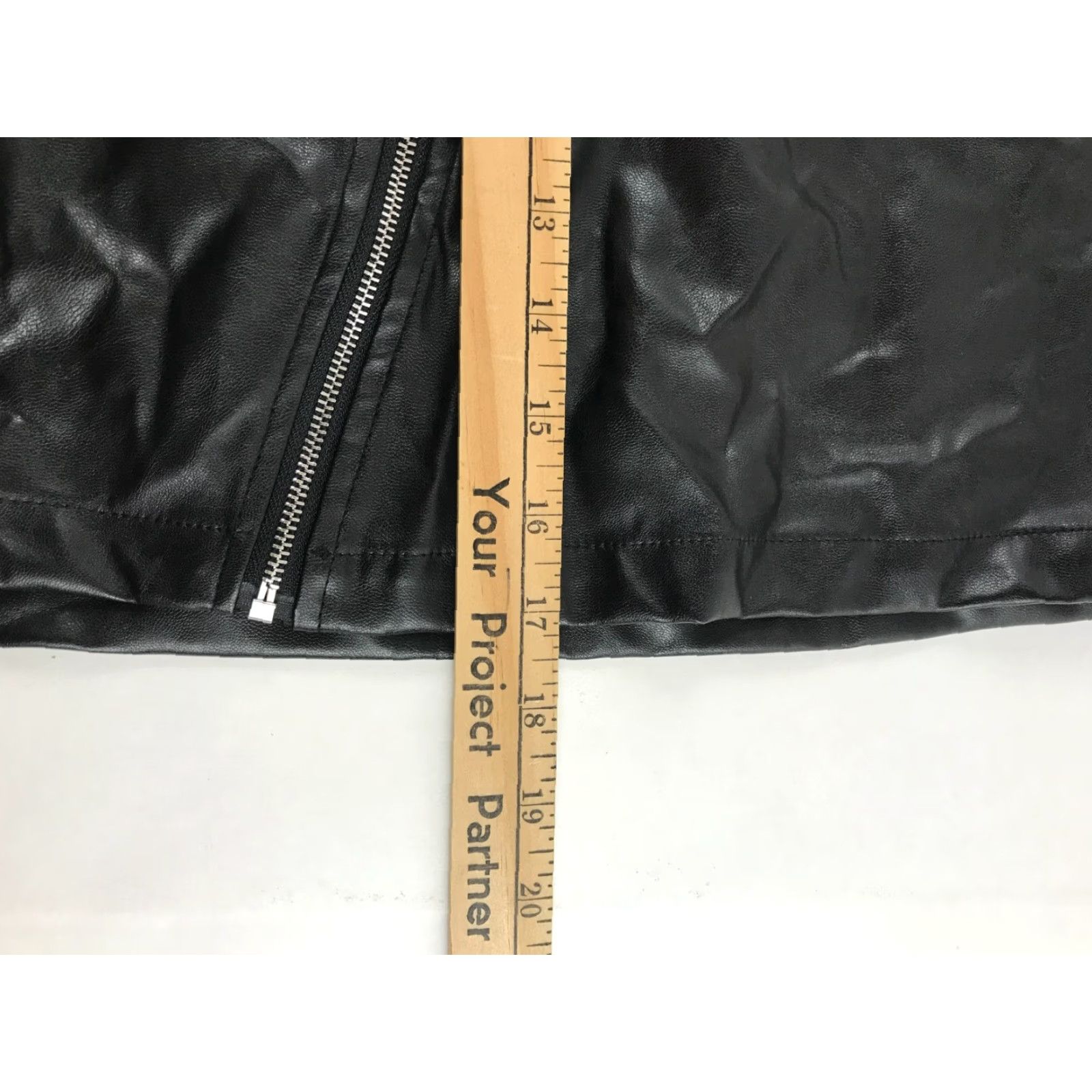 Shein SheIn Skirt Women L Black Faux Leather A-Line Zip Pockets Belted Size 36" / US 14 / IT 50 - 4 Thumbnail