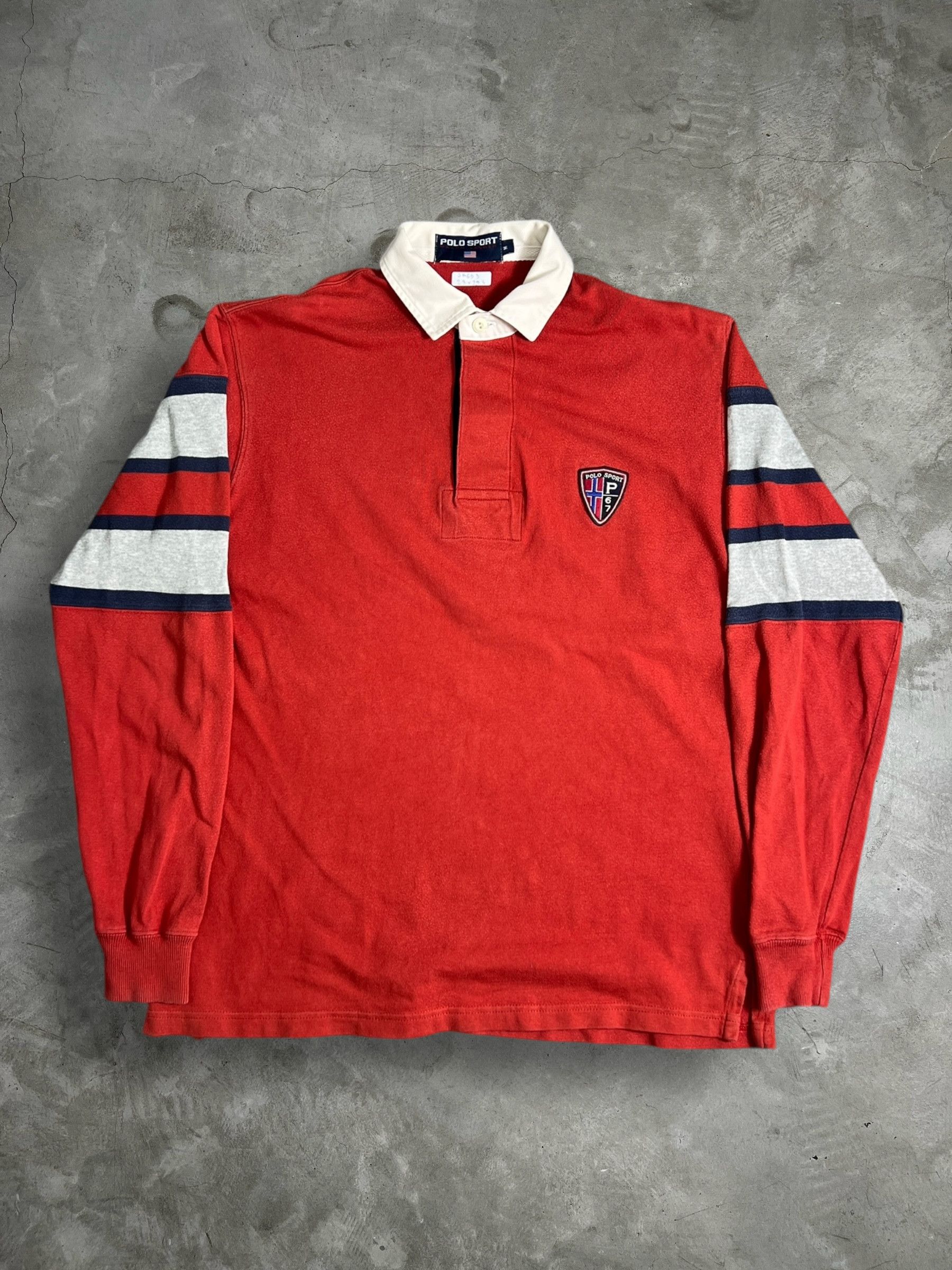Polo Ralph Lauren Vintage Polo Sport P-67 L/S Rugby Polo Shirt (M) JK653 Size US M / EU 48-50 / 2 - 1 Thumbnail
