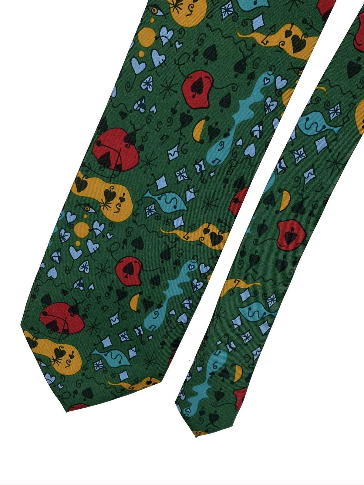 Moschino × Vintage MOSCHINO 90s RARE SILK NECK TIE CASINO DIAMONTS HEARTS CLUBS Size ONE SIZE - 4 Thumbnail