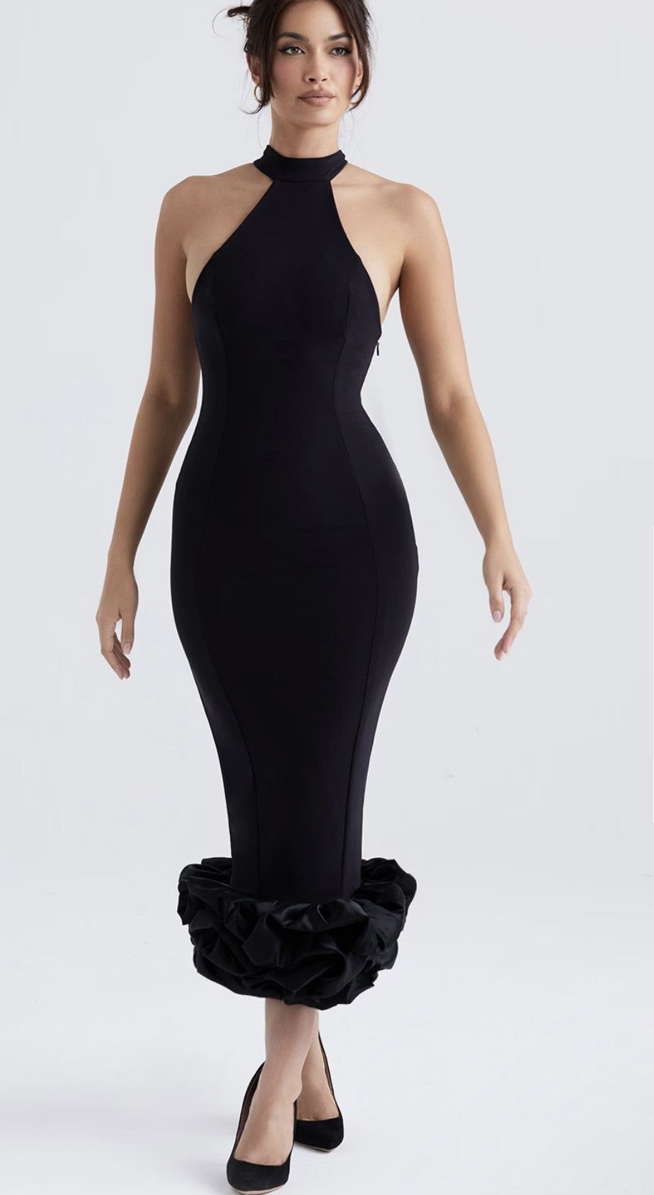 House of CB House of CB Juniper Black Peplum Midi Dress size S Size S / US 4 / IT 40 - 1 Thumbnail