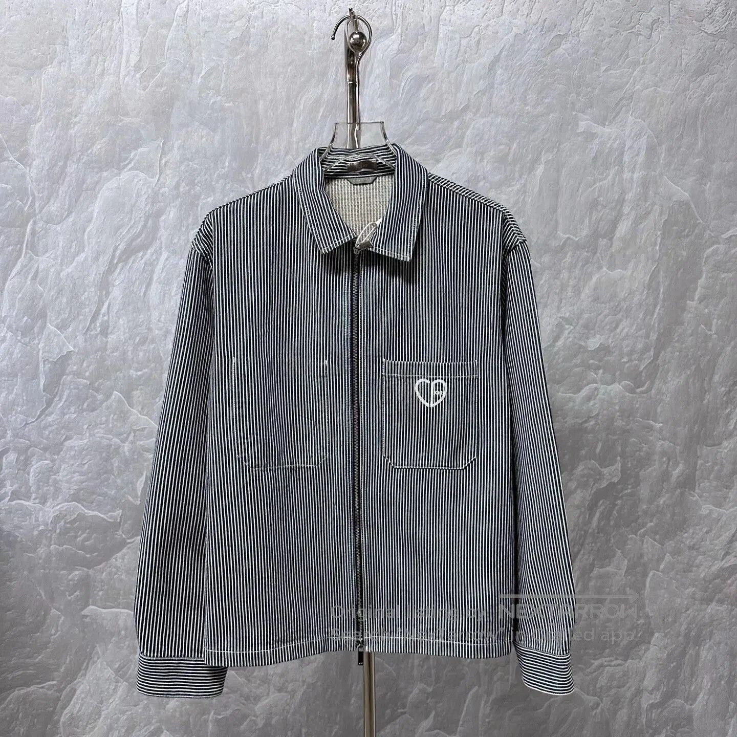 dior love stripe embroidered denim shirt.