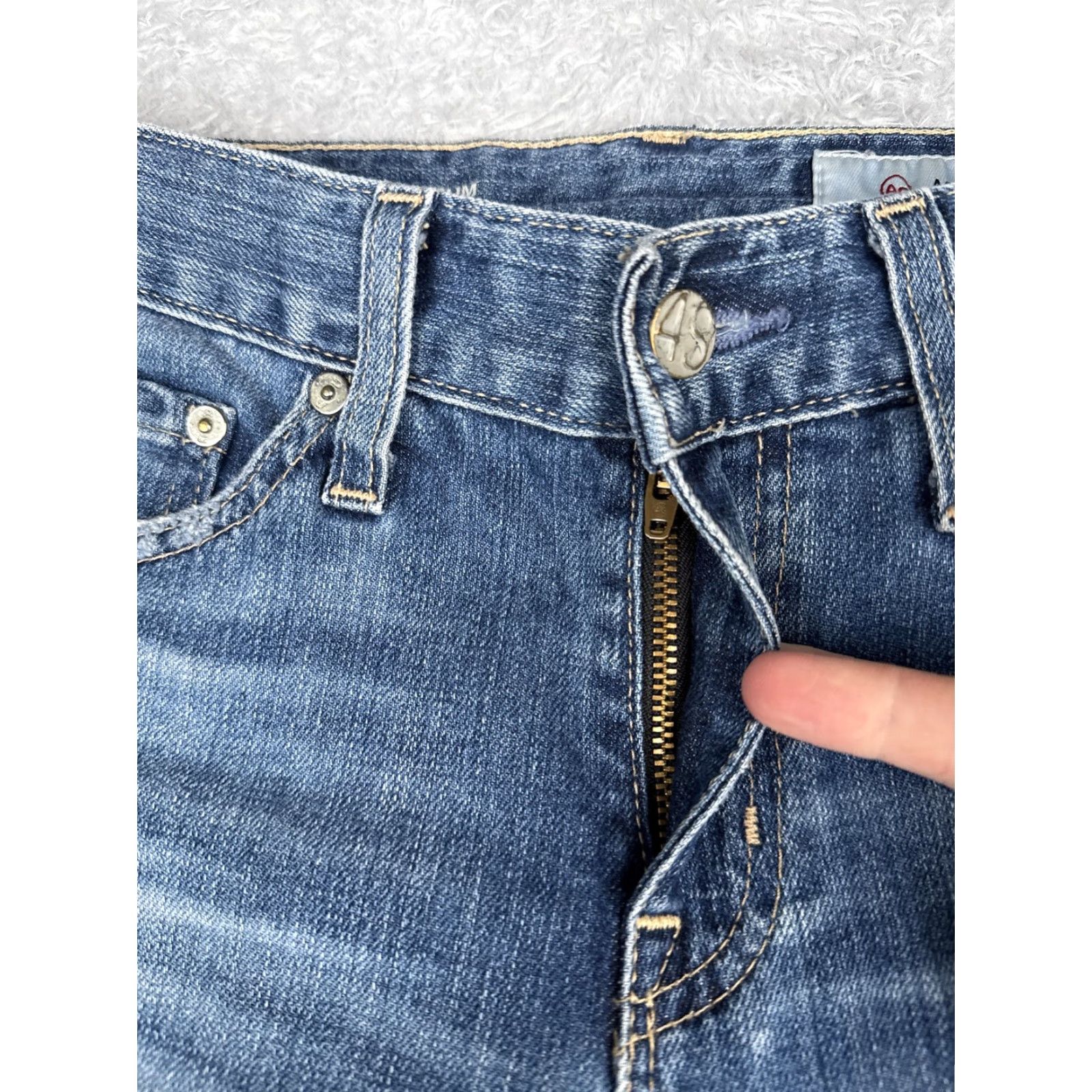 Vintage AG Adriano Goldschmied Jeans Womens 24R Blue The Ex-Boyfriend Slim Distressed Jeans Size 42" / US 20 - 5 Thumbnail