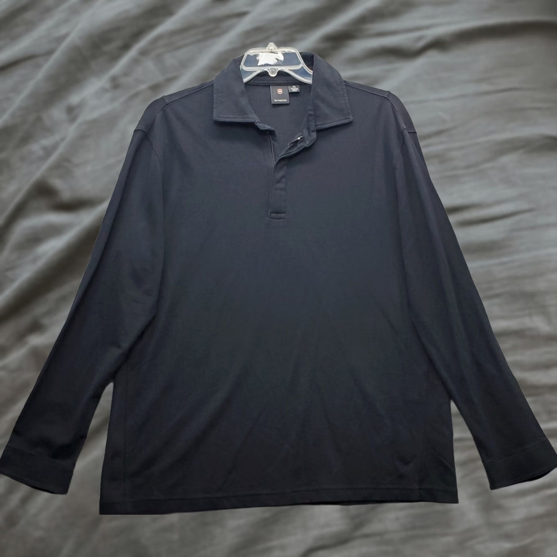 Victorinox Victorinox Polo Shirt Mens XL Black Performance Stretch Long Sleeve Quarter Zip Size US XL / EU 56 / 4 - 1 Thumbnail