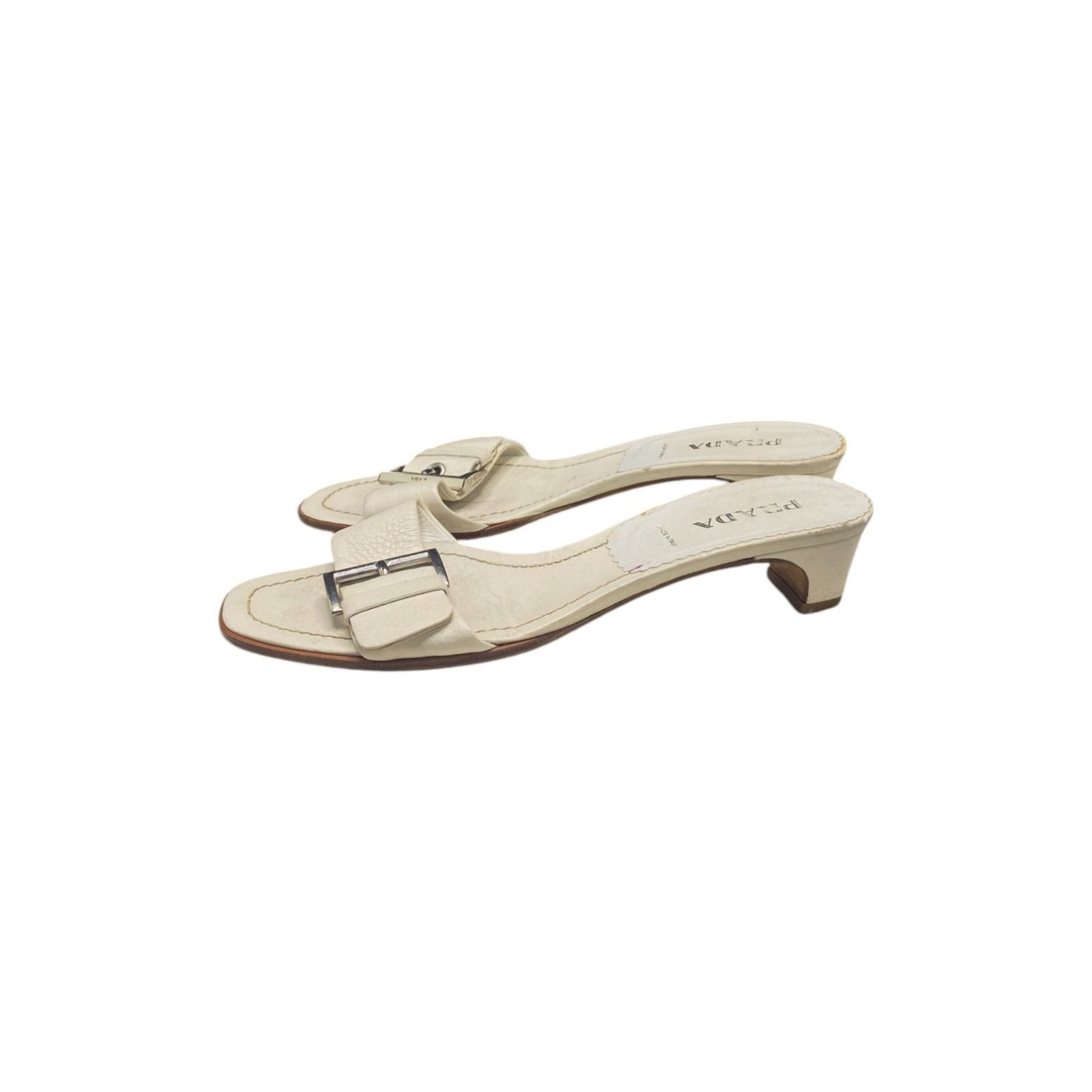 Prada White Leather Buckle Sandals Size US 9 / IT 39 - 3 Thumbnail