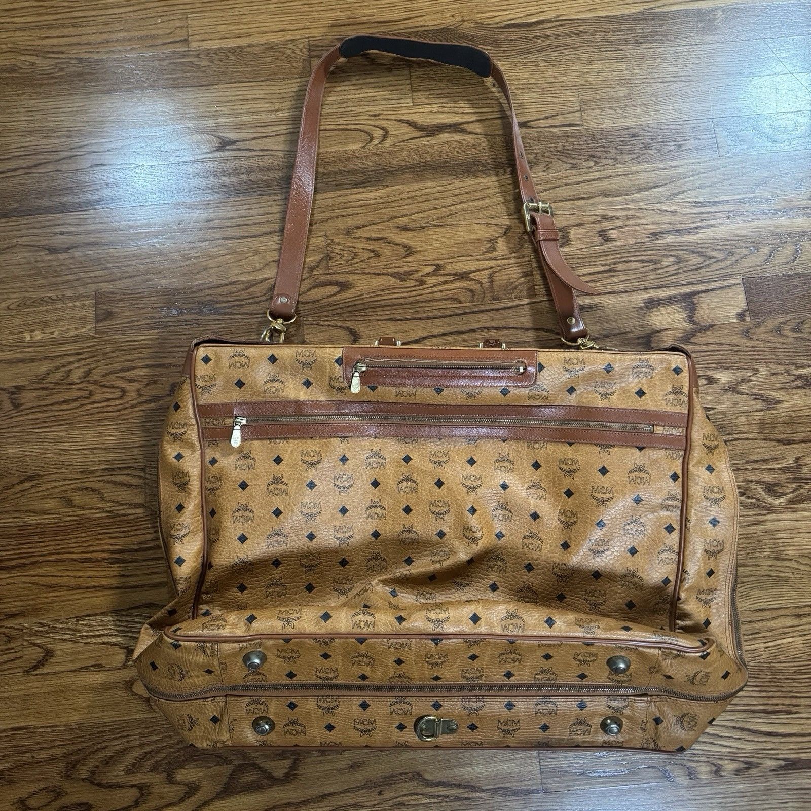 MCM Vintage Men’s MCM Monogram Cognac Leather Garment Bag Size ONE SIZE - 4 Thumbnail
