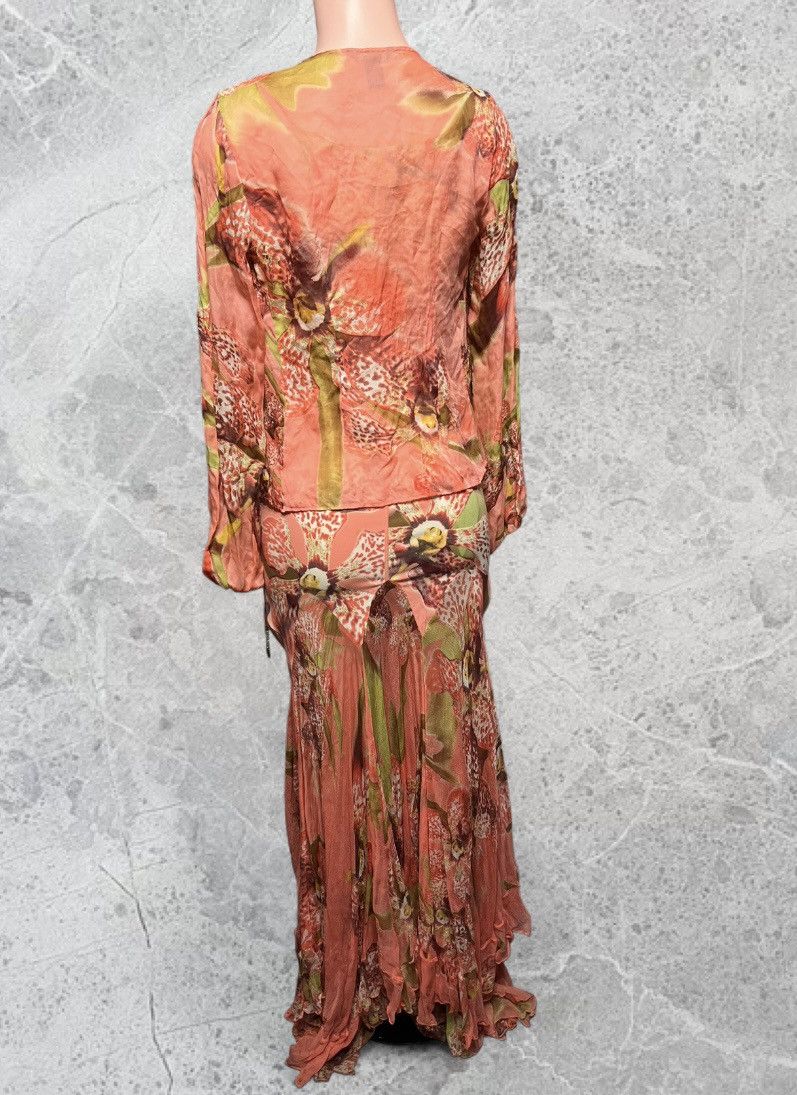 Roberto Cavalli S/S 2005 ROBERTO CAVALLI SILK CHIFFON GOWN W MESH CARDIGAN Size XS / US 0-2 / IT 36-38 - 5 Thumbnail