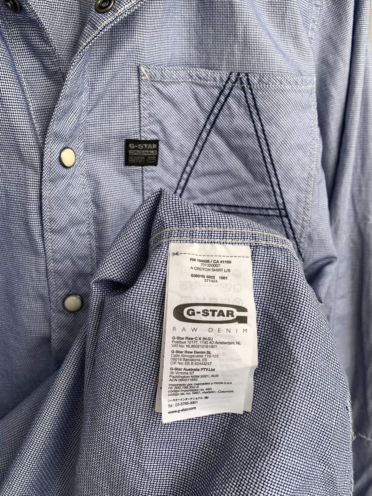 G-Star G-STAR RAW Long Sleeve Crotch Button Shirt Mens Size M-L Size US L / EU 52-54 / 3 - 9 Thumbnail