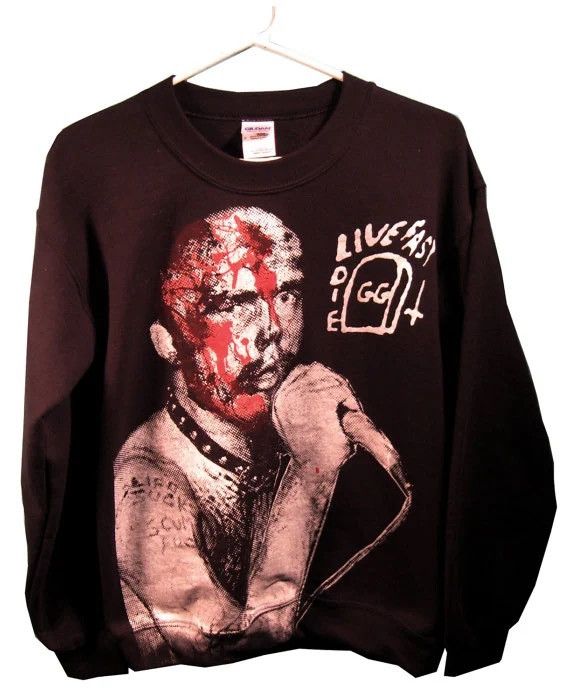 image of Band Tees Gg Allin Sweatshirt in Black, Men's (Size Medium)