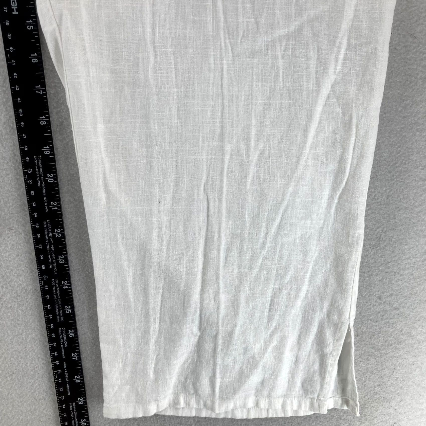Vintage Catherines Pull On Straight Leg Pants Women's Plus 2X White Linen Blend Beach Casual Travel Workwear Comfort Elastic Waist Pockets Size 30" / US 8 / IT 44 - 7 Thumbnail