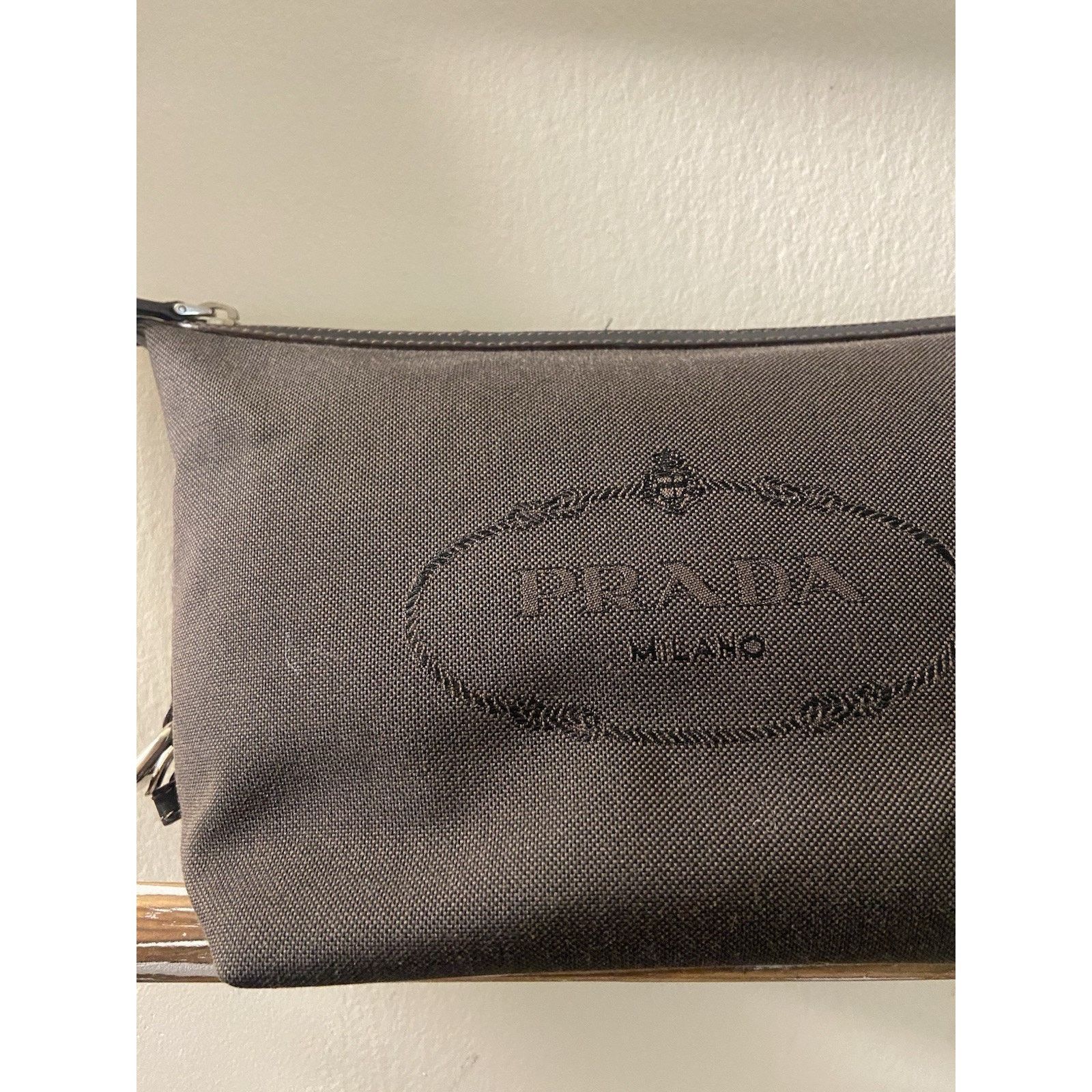Prada Prada Canapa brown canvas leather buckle clutch pouch bag Size ONE SIZE - 2 Thumbnail