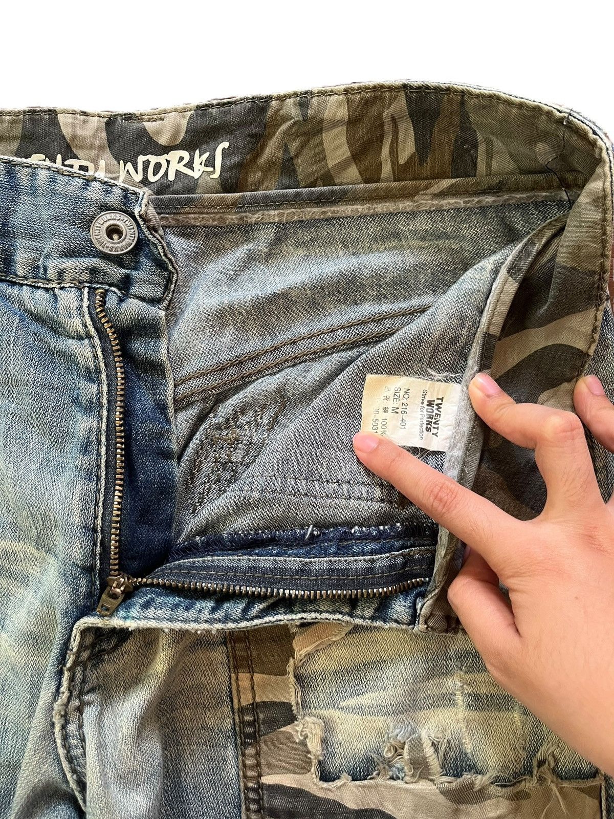Edwin Vintage Japanese Mud Wash Army Cargo Distress Loose Jeans Size US 30 / EU 46 - 5 Thumbnail