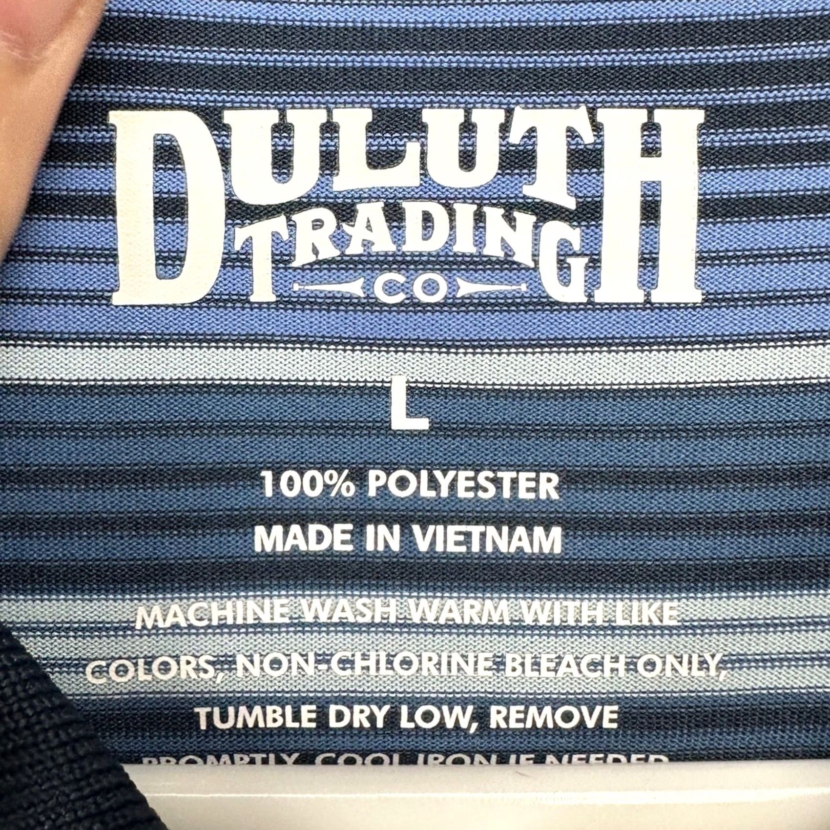 Duluth Trading Company Duluth Trading Co. Polo Shirt Mens Large Navy Blue Striped Short Sleeve Rugby Sanded Polyester Breathable Casual Outdoor Walking Comfort Mens Size US L / EU 52-54 / 3 - 5 Thumbnail