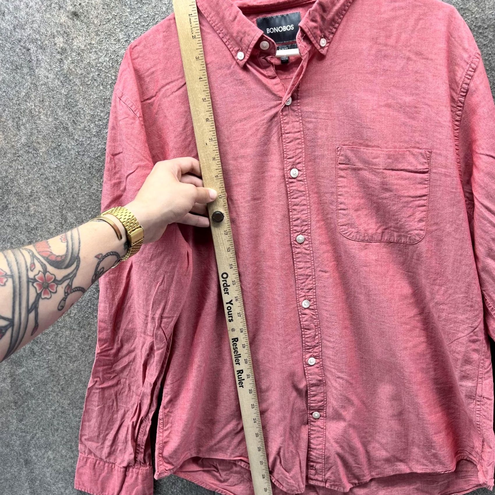 Bonobos Bonobos Shirt Mens XL Red Slim Fit Button-Down Long Sleeve Oxford Cotton Size US XL / EU 56 / 4 - 3 Thumbnail