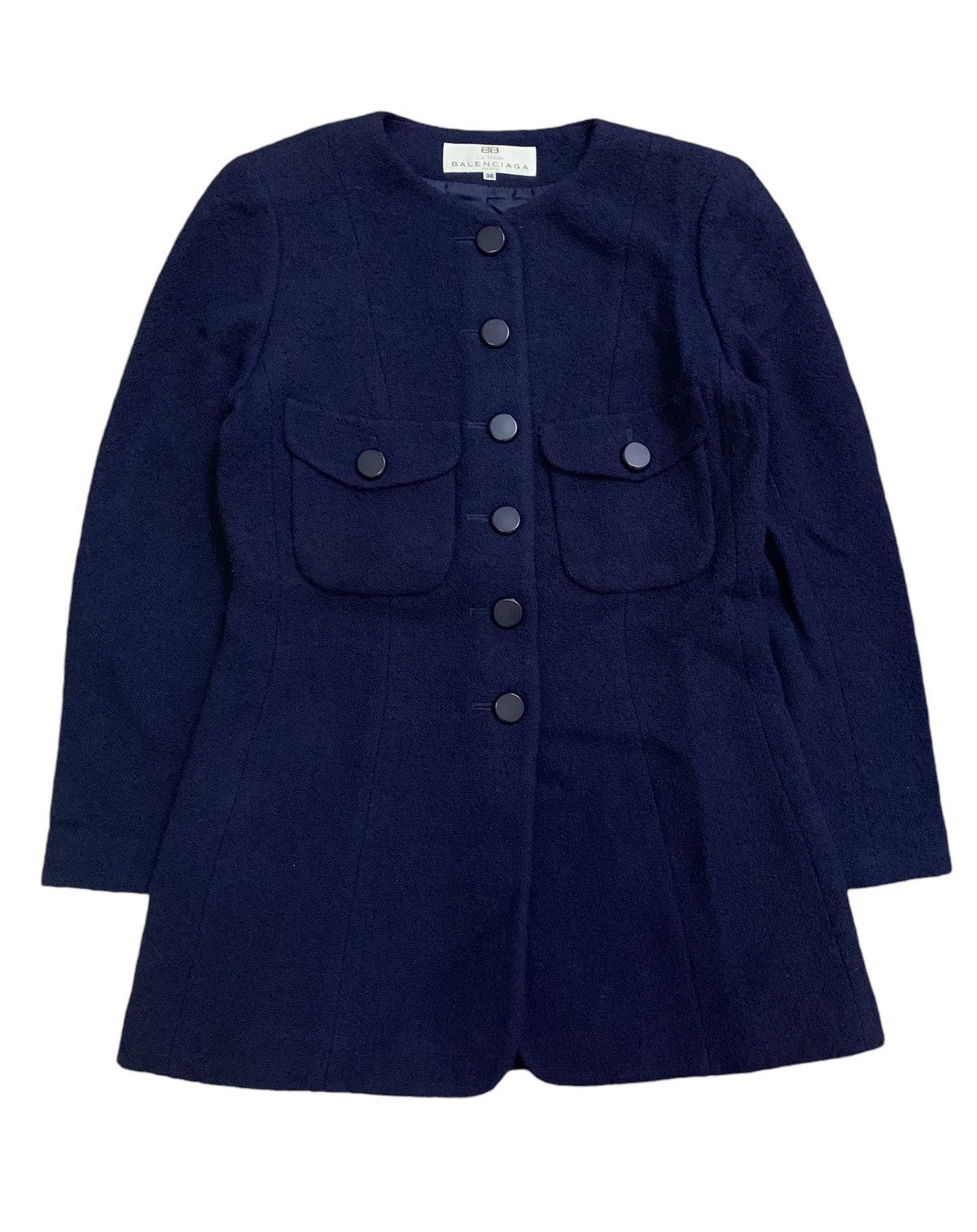 Vtg Balenciaga Paris Navy Jacket Button