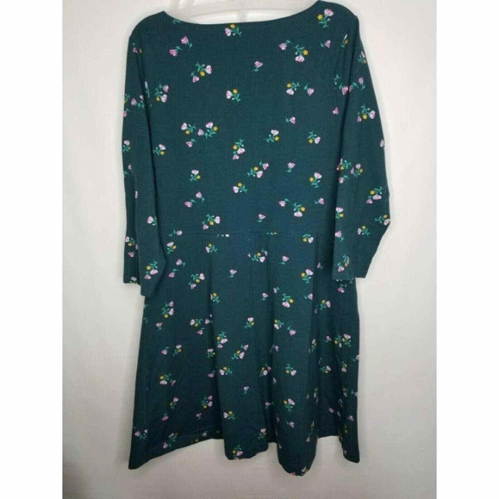 Old Navy Old Navy Floral Green Modest Dress Extra 3/4 Sleeves Sprin Size XL / US 12-14 / IT 48-50 - 3 Thumbnail