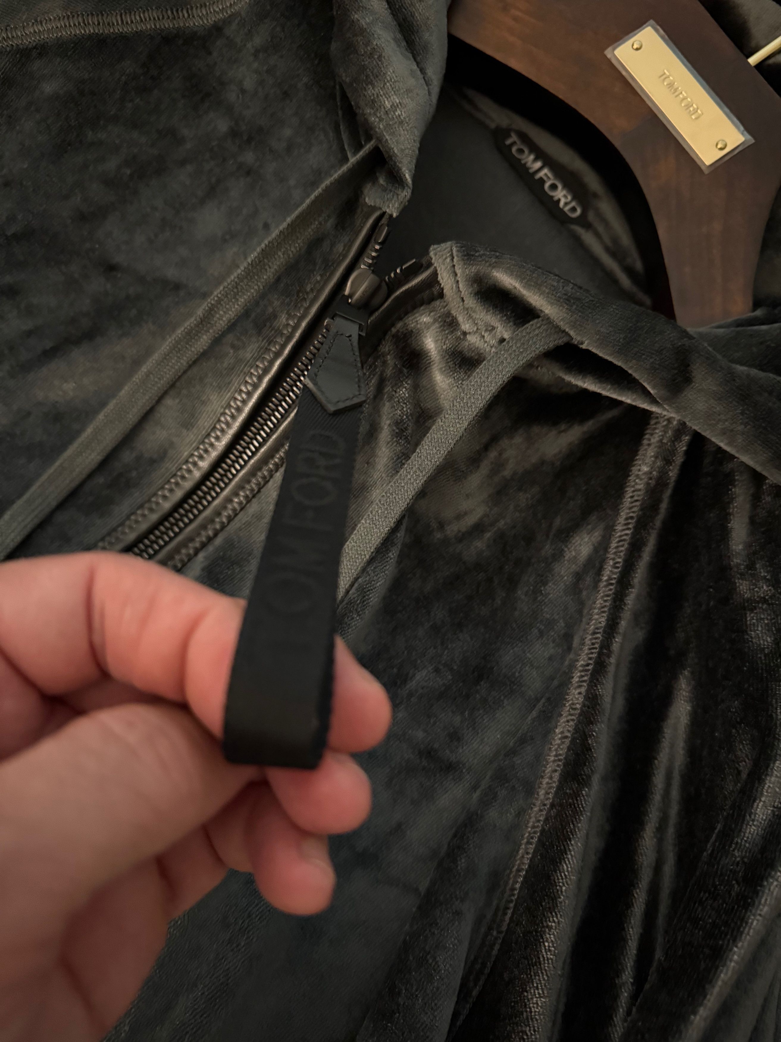 Tom Ford Best Dressed $1,850 w/Tax Velour Leather Accents Hoodie Size US M / EU 48-50 / 2 - 16 Thumbnail