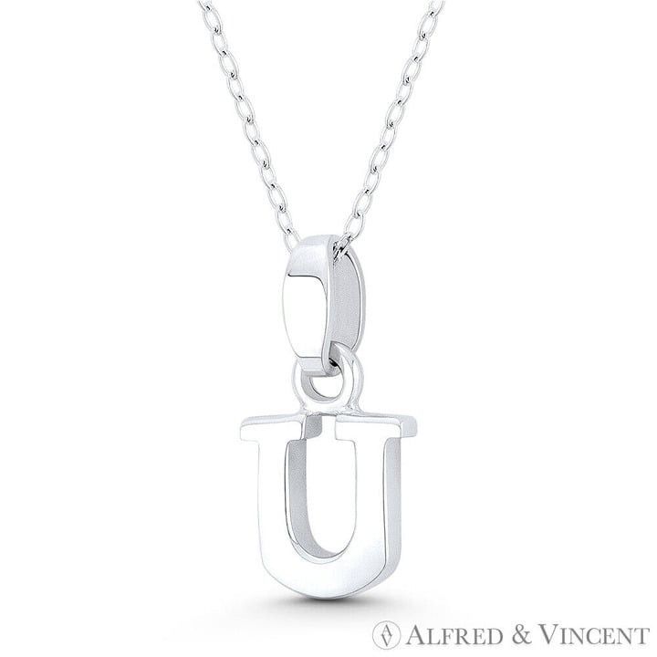 Other Initial Letter "U" Charm 3D Pendant in .925 Sterling Silver Size ONE SIZE - 1 Preview