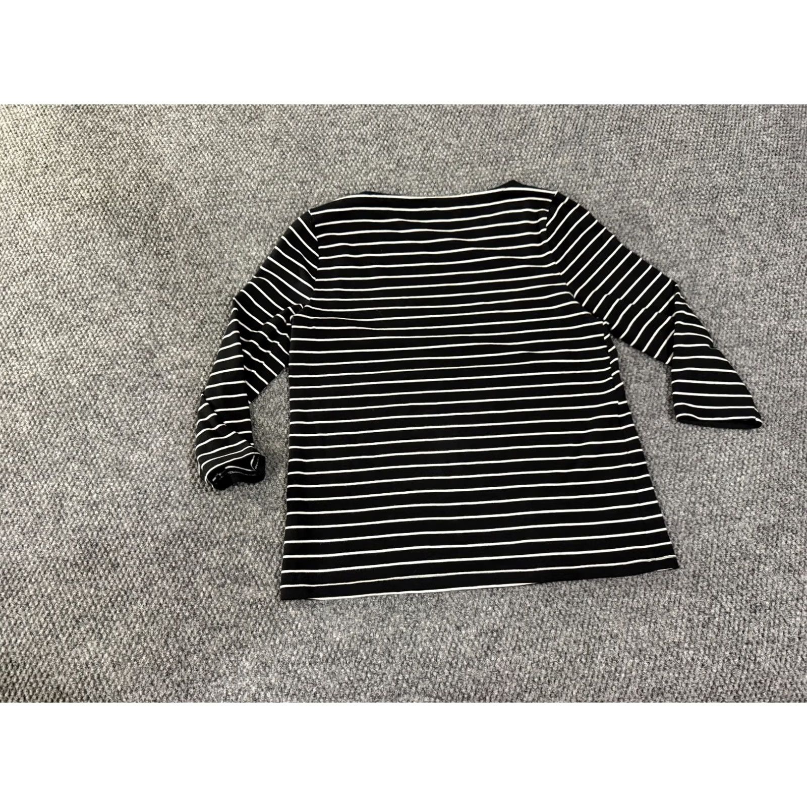 Talbots Talbots Womens Long Sleeve Top M Black White Striped Stretch Casual Blouse Knit Cotton Spandex Regular Size M / US 6-8 / IT 42-44 - 7 Thumbnail