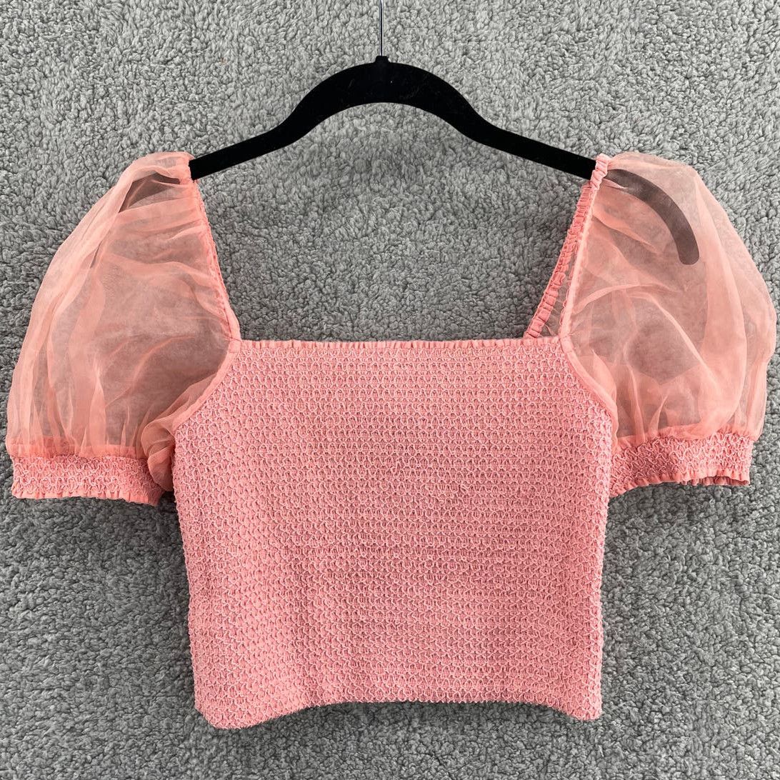 image of Alice Olivia Alice + Olivia Eliana Smocked Pink Crop Top, Small - Nwt, Women's