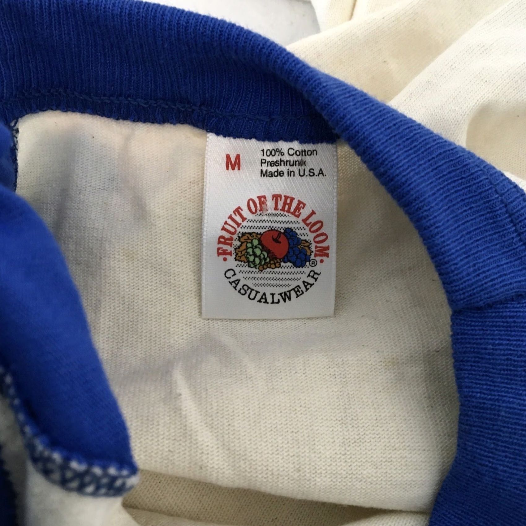 Fruit Of The Loom 80s 90s FRUIT OF THE LOOM BASEBALL RINGER Shirt USA MADE M Blank Blue Raglan - Vintage Classic Size US M / EU 48-50 / 2 - 7 Thumbnail
