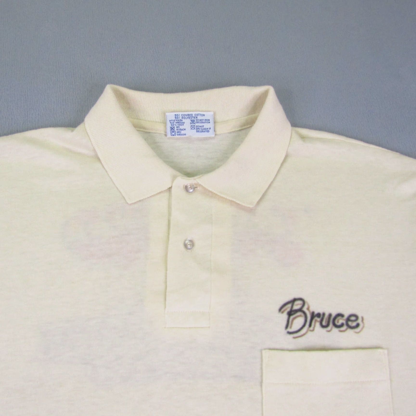 Hanes VINTAGE Hanes Polo Shirt Mens XL Beige 1954 80s Ford Skyliner Cars Classic Casual Polo Size US XL / EU 56 / 4 - 3 Thumbnail