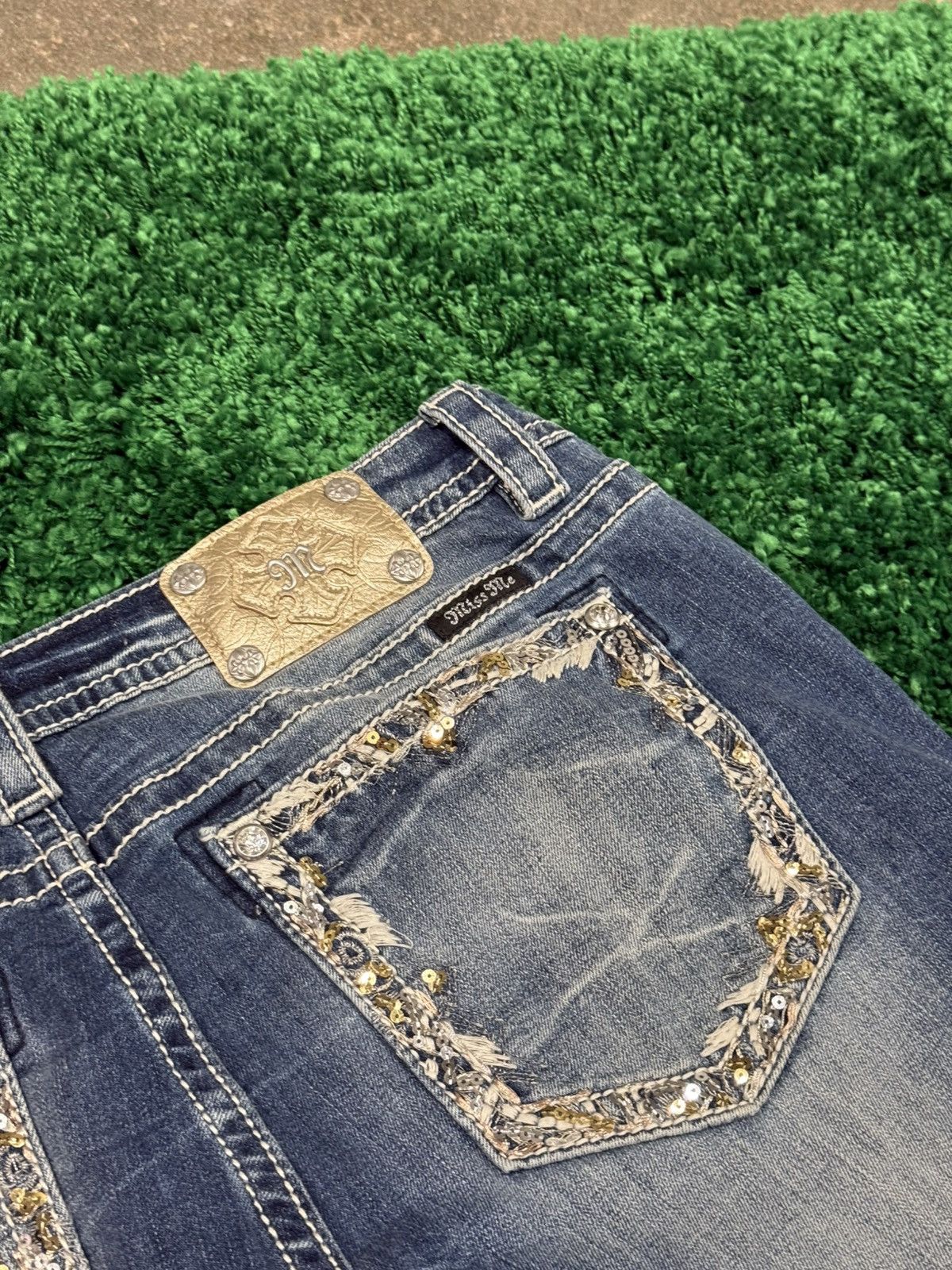 Vintage Vintage Rhinestone Miss Me Denim Jeans Sz. 34 B B Rock y2k Size US 34 / EU 50 - 5 Thumbnail