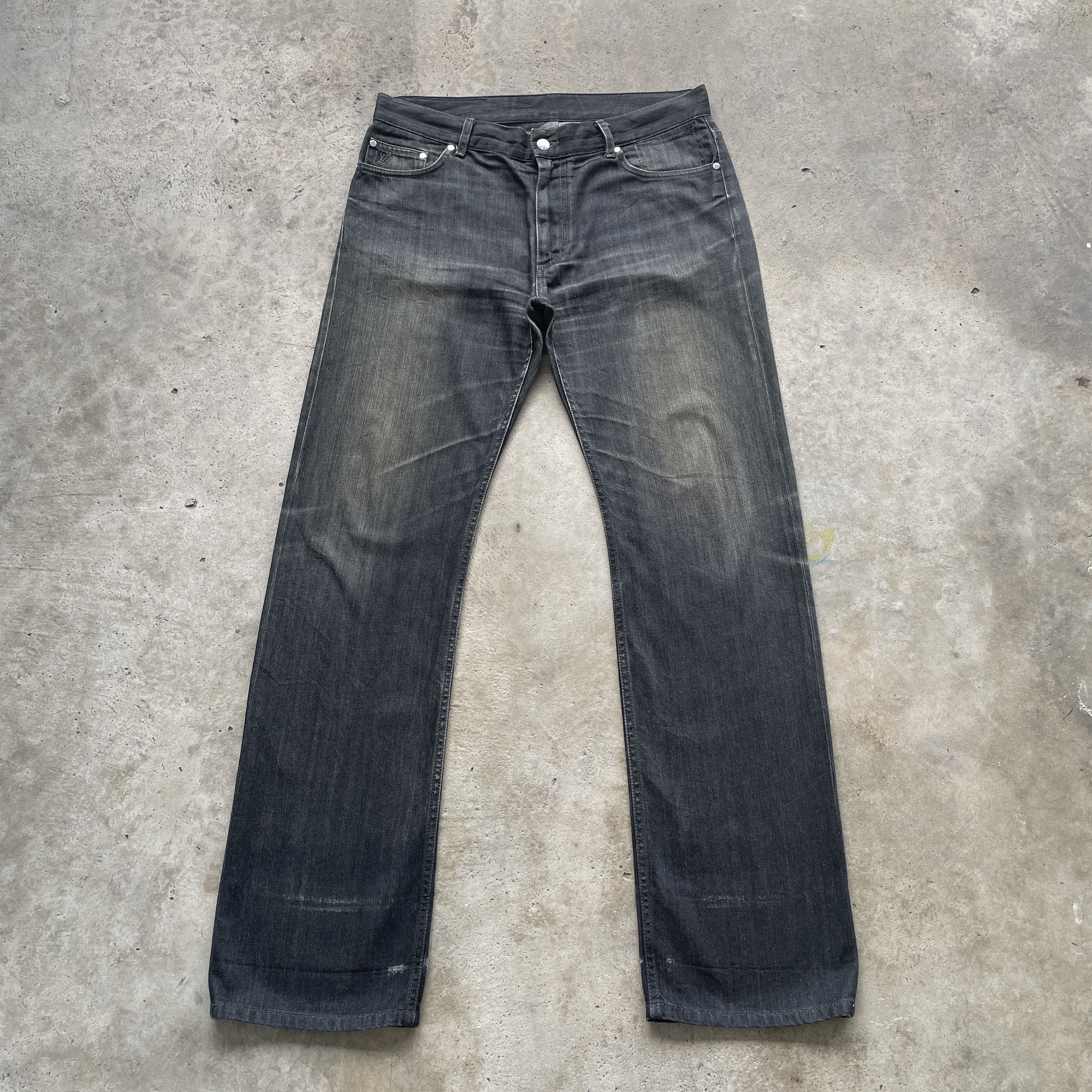 Louis Vuitton W35 VINTAGE LV LOUIS VUITTON PARIS BLACK FADED JEANS PANTS Size US 35 - 2 Thumbnail