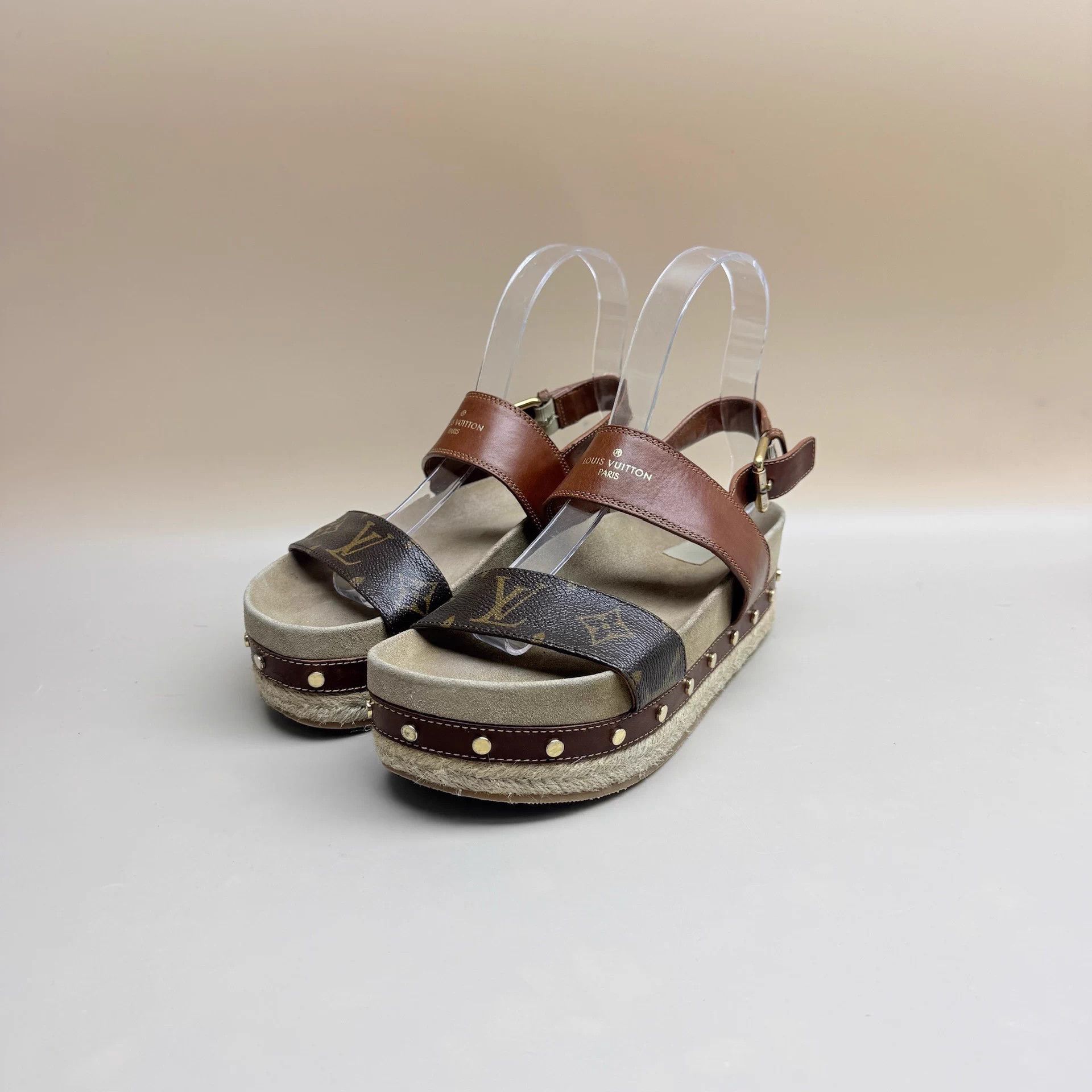 Louis Vuitton LV Monogram Dark Brown Sandal Thick Sole Size 36 95 New Size US 5.5 / IT 35.5 - 1 Thumbnail
