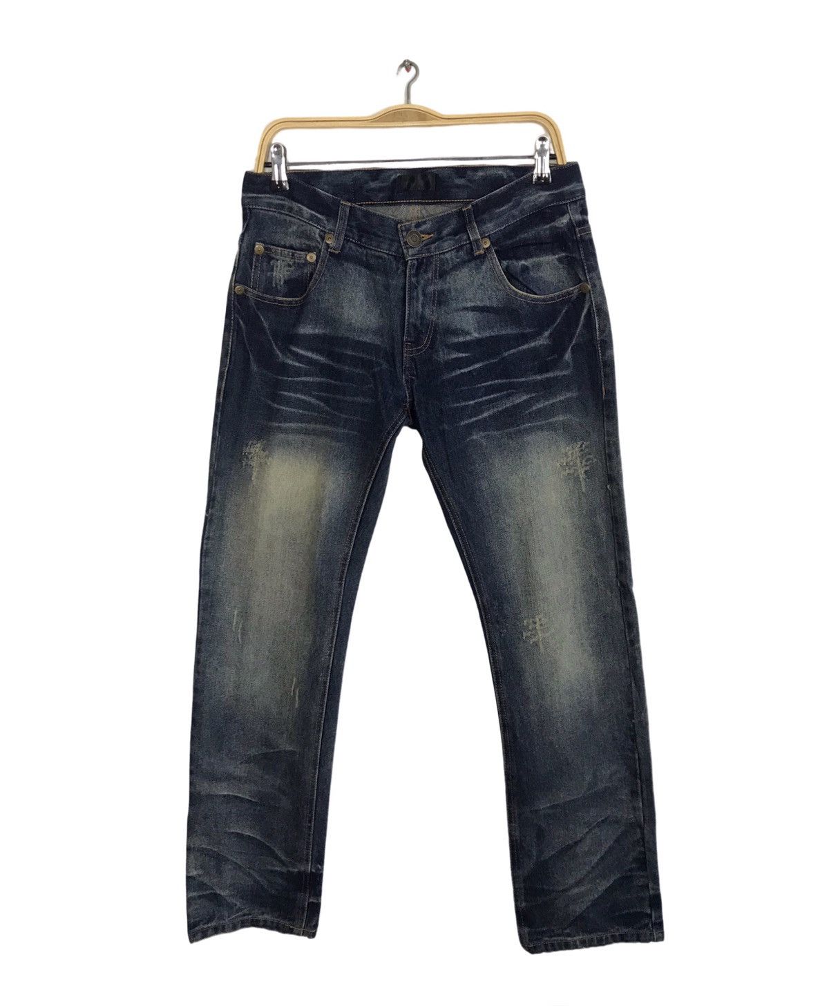Japanese Brand Old Frame Whisker Design Indigo Denim Jeans Fits Size 32 Size US 32 / EU 48 - 1 Thumbnail