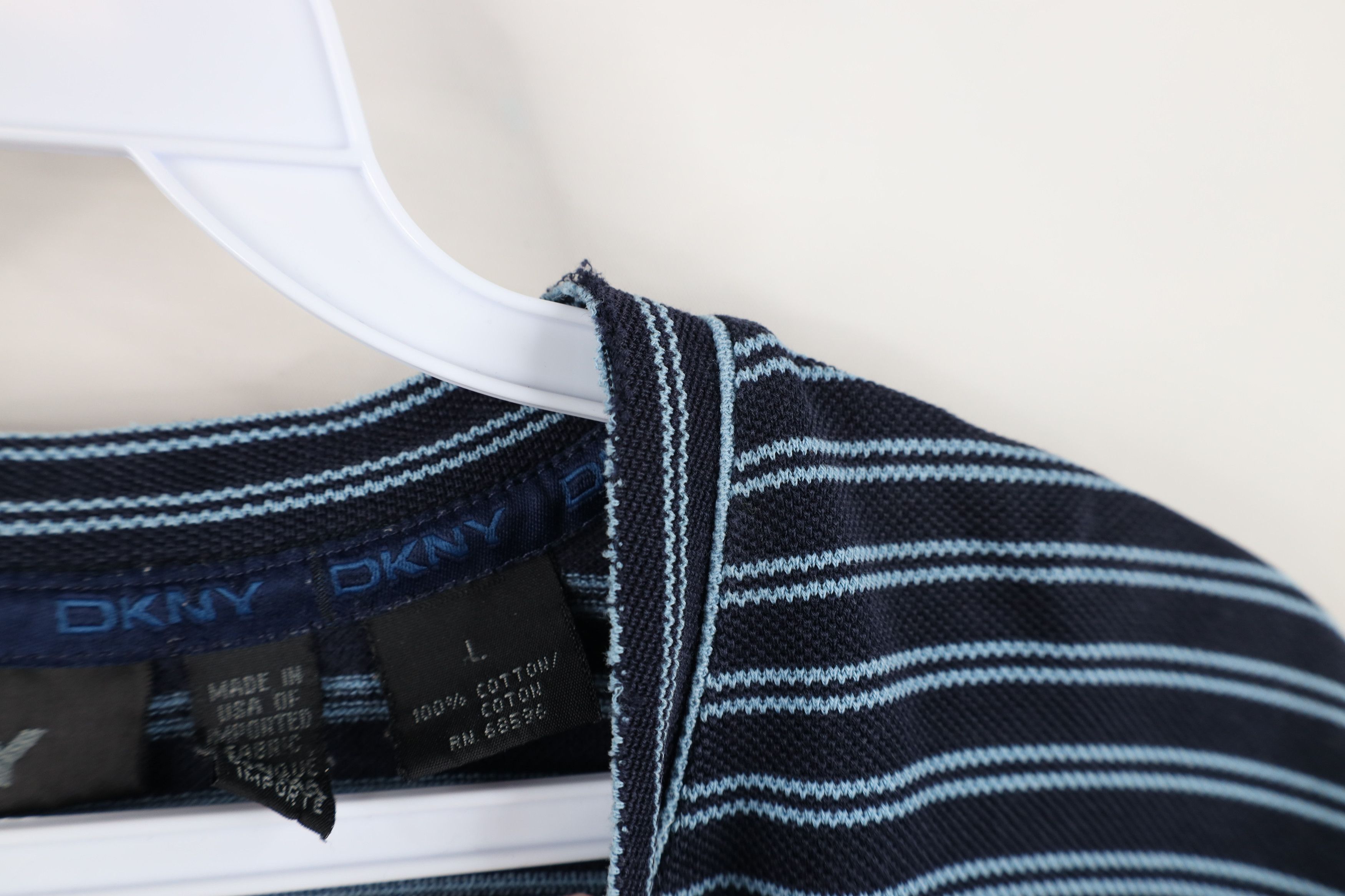 DKNY Vintage 90s Y2K DKNY Striped Thermal Knit V-Neck T-Shirt Size US L / EU 52-54 / 3 - 7 Thumbnail