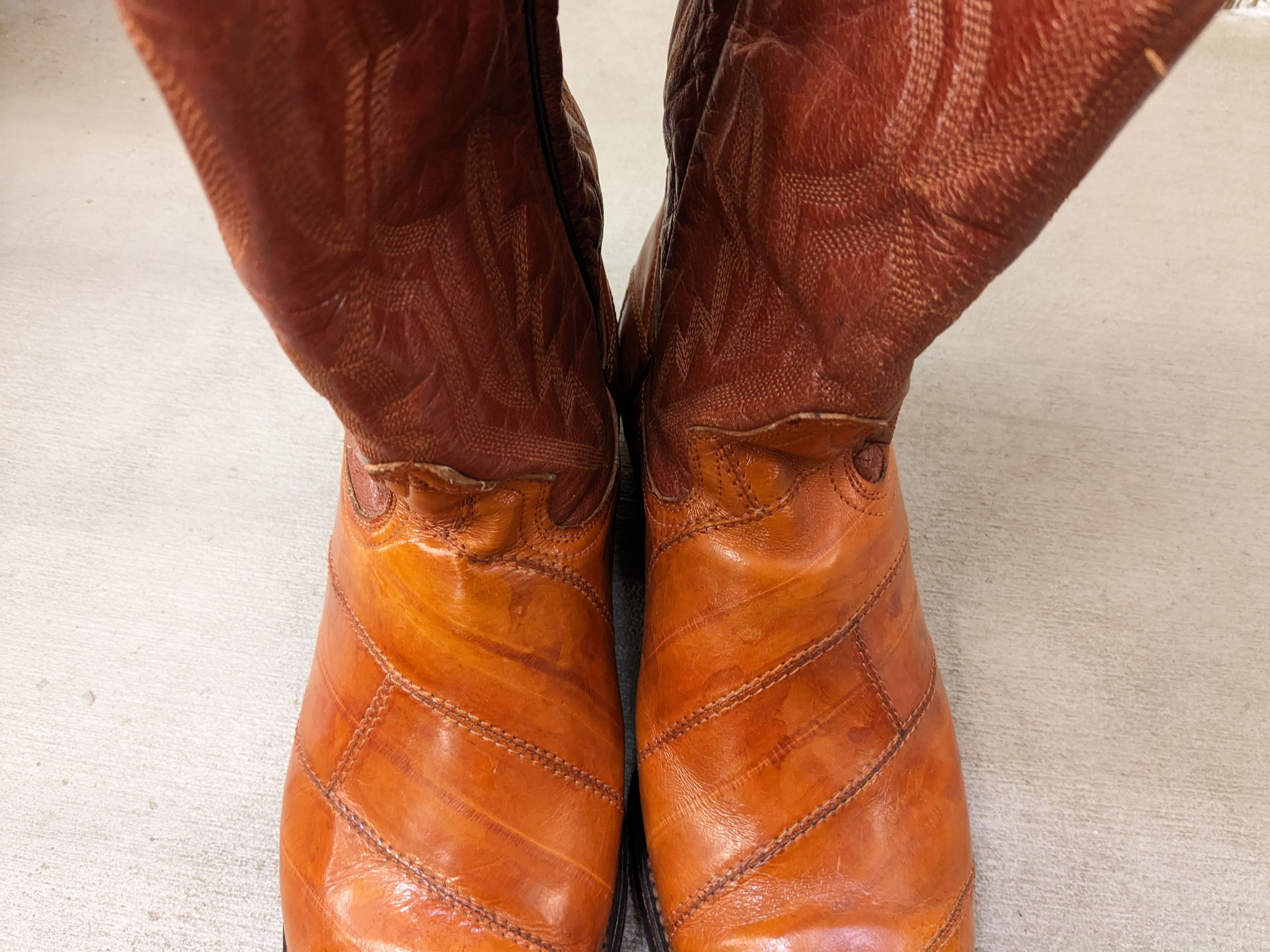 Vintage Cowboy Boots Brown Size 10 Eel Leather Botas Mexico Size US 10 / EU 43 - 4 Thumbnail