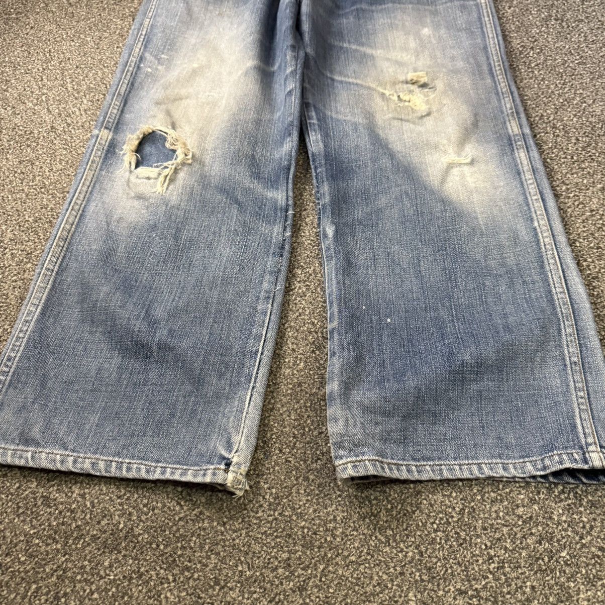 Japanese Brand 🔥 Vintage 80s Wide Leg Wrangler Faded Distressed Denim Size US 36 / EU 52 - 6 Thumbnail