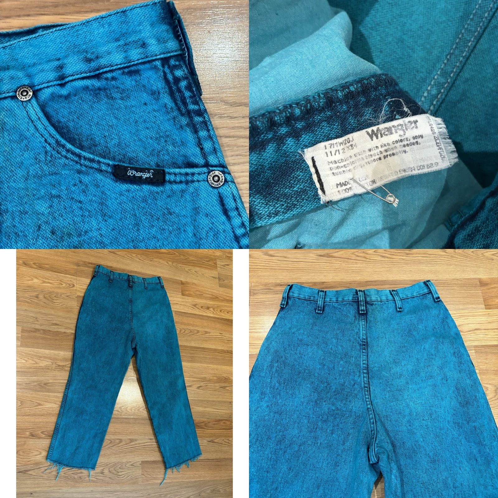 VINTAGE Wrangler Acid Wash 80s Overdyed Cerulean Jeans Blue Womens Sz 11/12 x 26