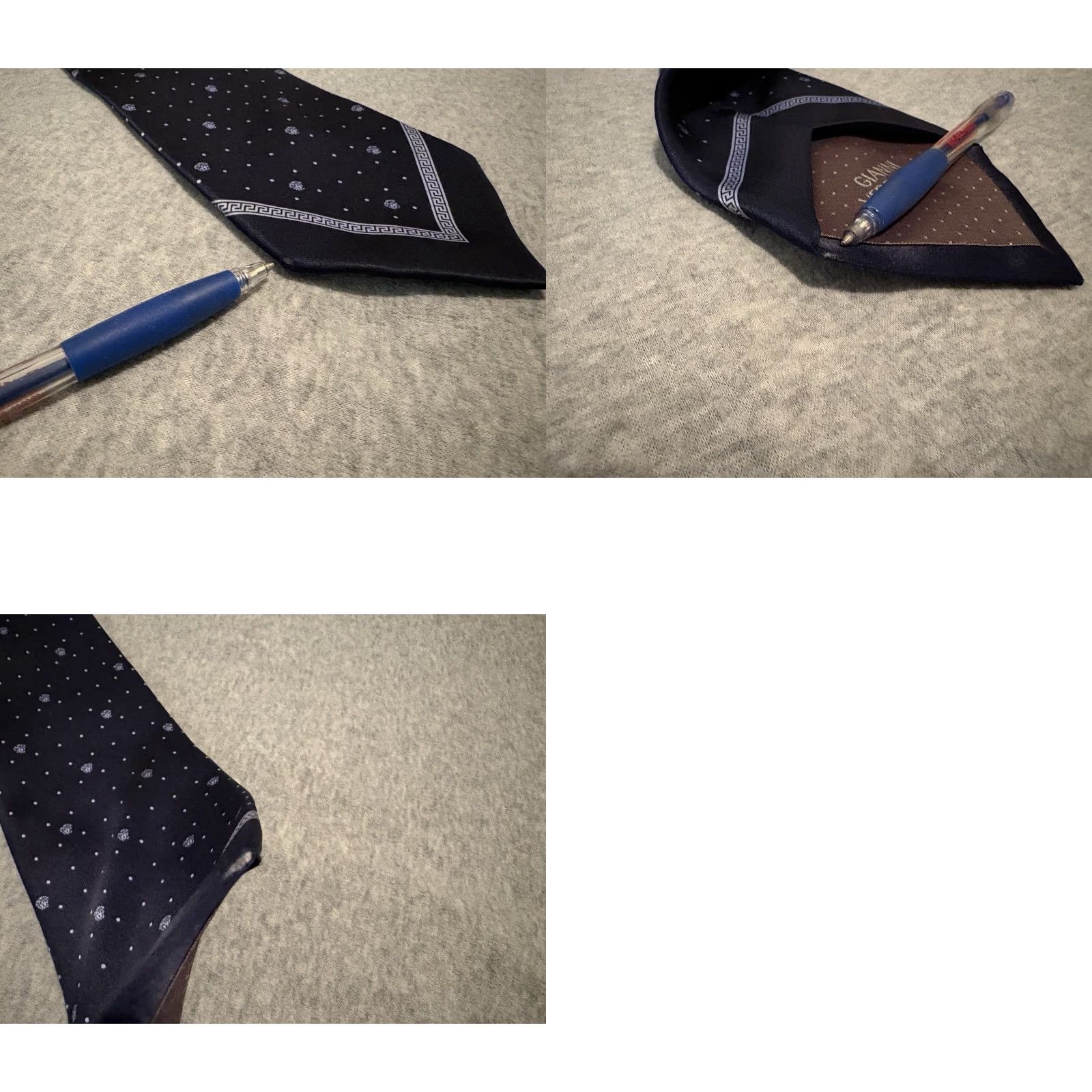 Versace VINTAGE Versace Tie Men Silk Blue 60in Medusa Head Made in Italy Flawed Size ONE SIZE - 8 Thumbnail