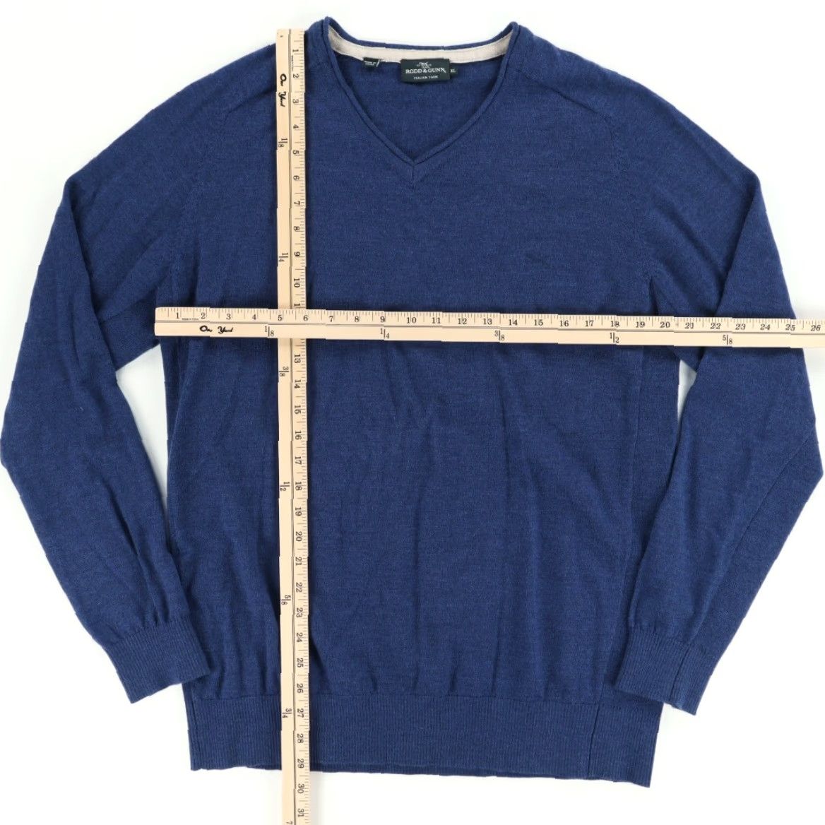 Rodd & Gunn Rodd & Gunn Extra Fine Merino Solid V-Neck Long Sleeve Sweatshirt Blue Men's XL Shirt Size US XL / EU 56 / 4 - 3 Thumbnail