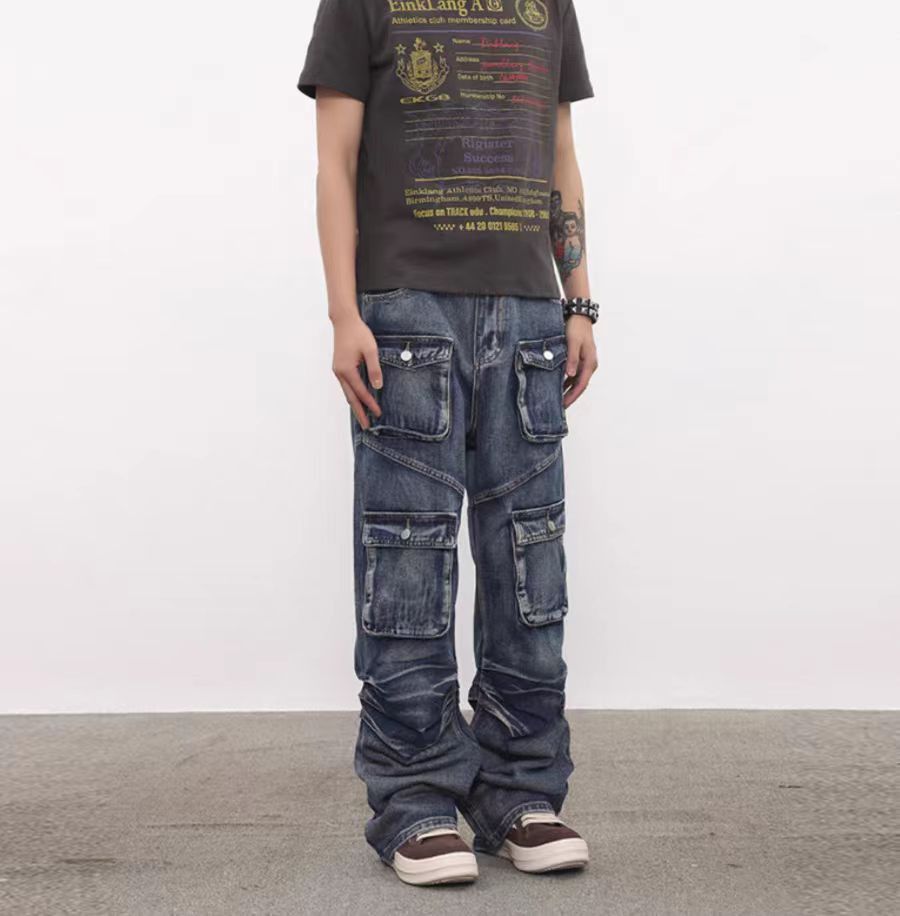 Japanese Brand × Jean Aged washed baggy multi-pocket design jeans Size US 34 / EU 50 - 2 Thumbnail