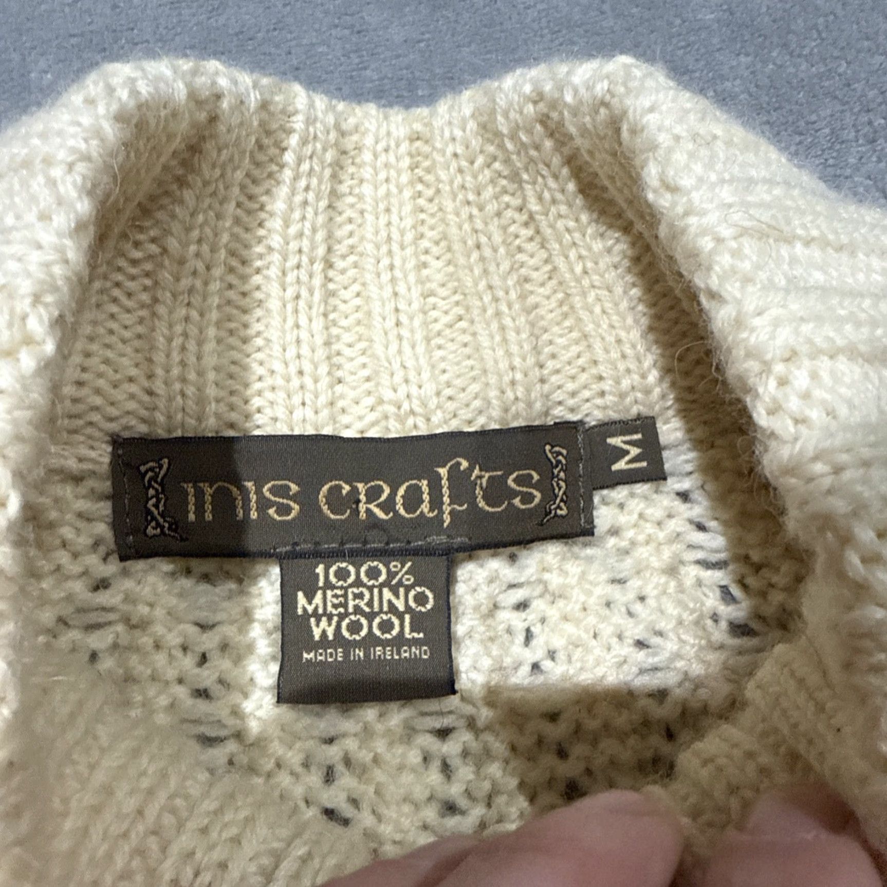 Vintage VINTAGE Inis Crafts Sweater Full Zip Women M Beige Fisherman Wool Aran Cable-Knit Knit All Seasons Outdoor Preppy Logo Modern Classic Size M / US 6-8 / IT 42-44 - 4 Thumbnail