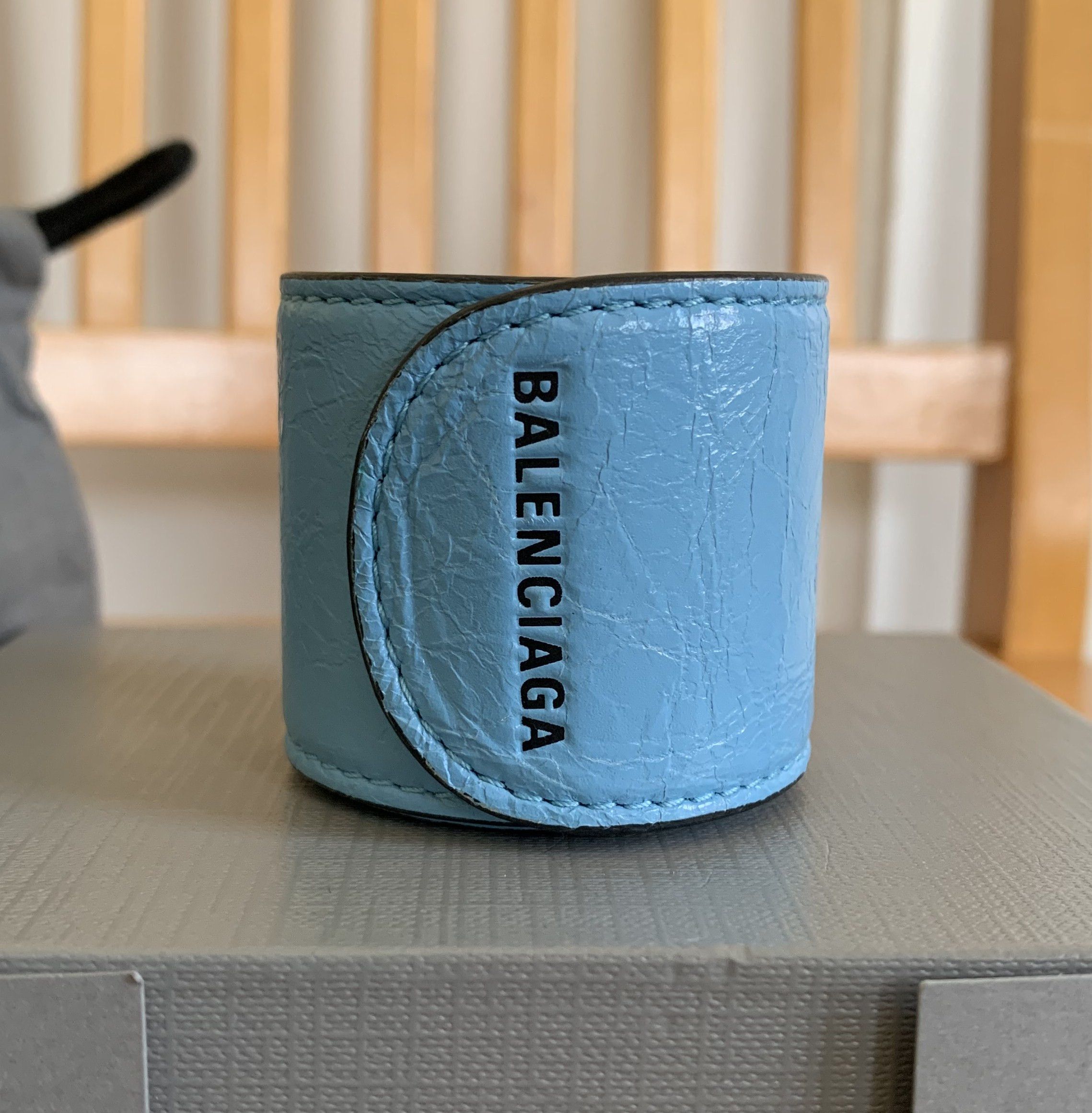 Balenciaga Balenciaga Blue Leather Logo Wrap Bracelet + Box Size ONE SIZE - 2 Thumbnail