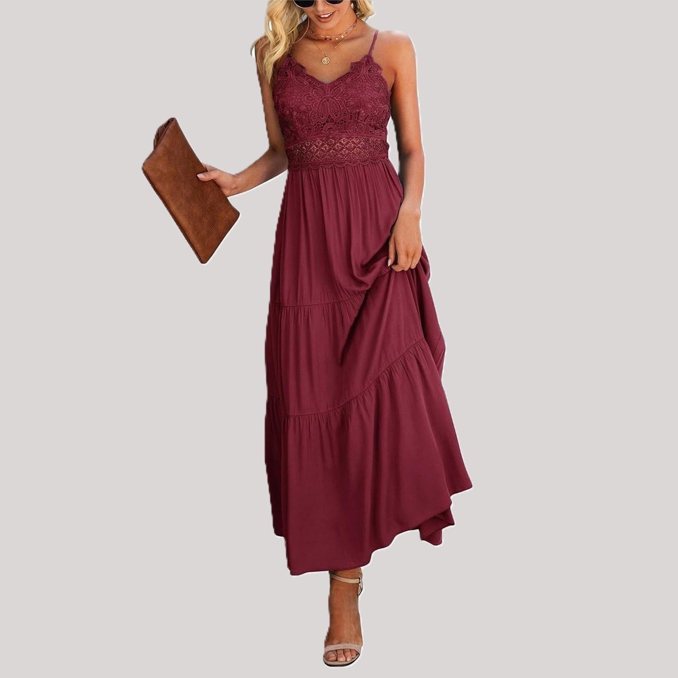Other Dokuritu Crochet Lace Maxi Dress in Wine Color Small NWT Size S / US 4 / IT 40 - 3 Thumbnail