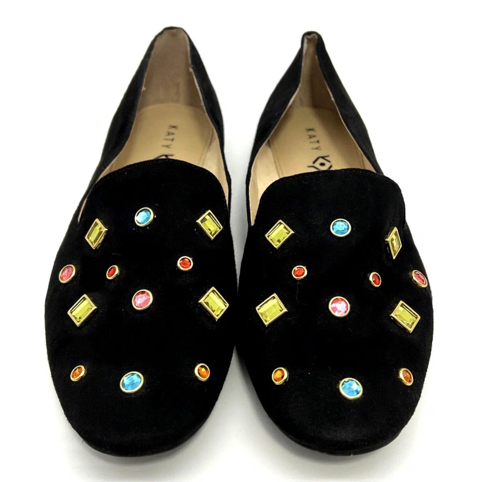 Vintage Katy Perry Womens Loafer Slip On Flat Black 8 Jewel Embellished The Turner Fabric Womens Shoes Size US 8 / IT 38 - 3 Thumbnail