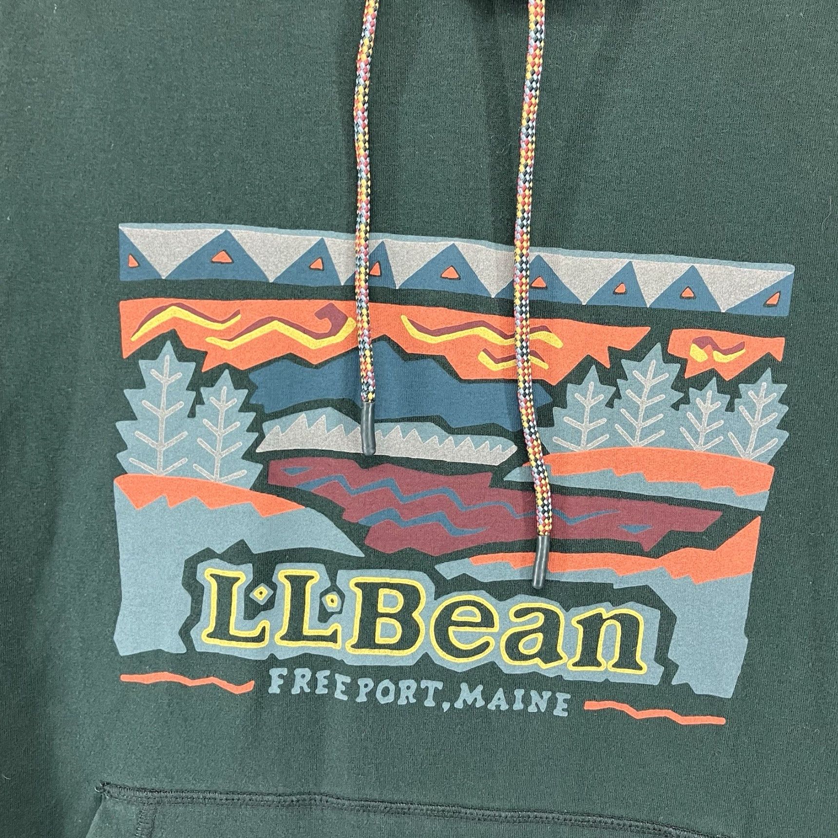 Vintage L.L Bean Hoodie Mens M Green Graphic Pullover Size US M / EU 48-50 / 2 - 3 Thumbnail