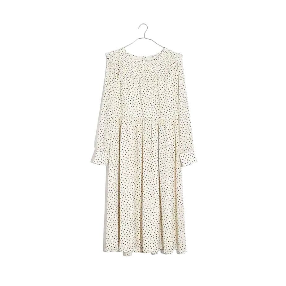 Madewell Madewell Smocked Ruffle Shoulder Dotted Dress Size Med NWT Size M / US 6-8 / IT 42-44 - 8 Thumbnail