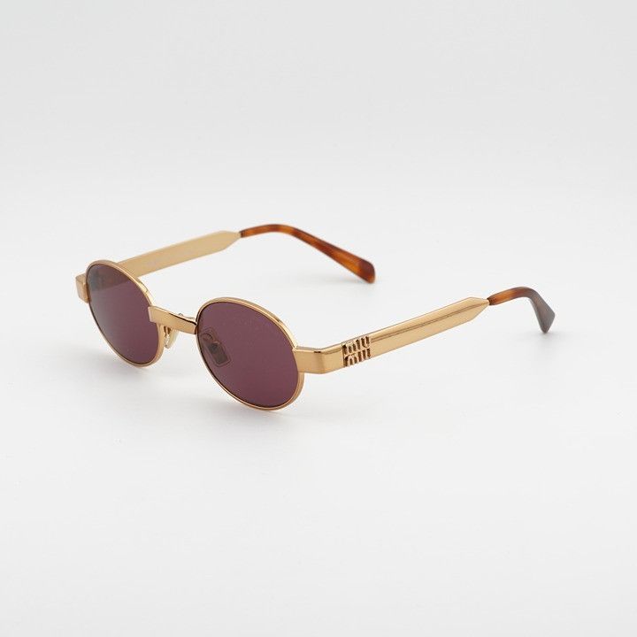 Miu Miu Miu Miu MUB51S 7OE30Y Sunglasses Brass Oval Frame Size ONE SIZE - 3 Thumbnail