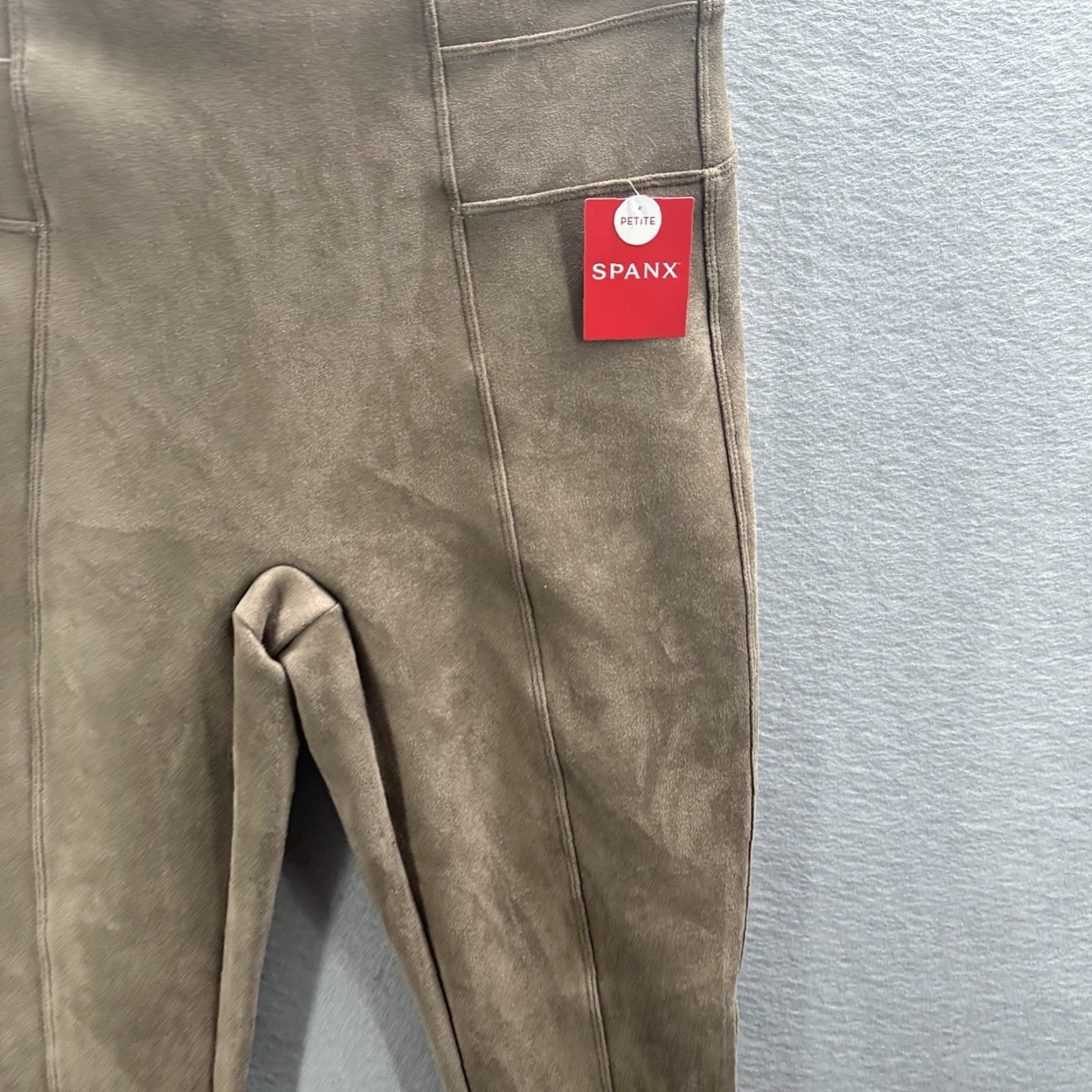 Spanx SPANX Faux Suede Leggings Womens Petite M Camel Beige Velvet Shaping High Rise Slimming Made in USA Womens Petite M Beige Velvet Leggings Size 32" / US 10 / IT 46 - 6 Thumbnail
