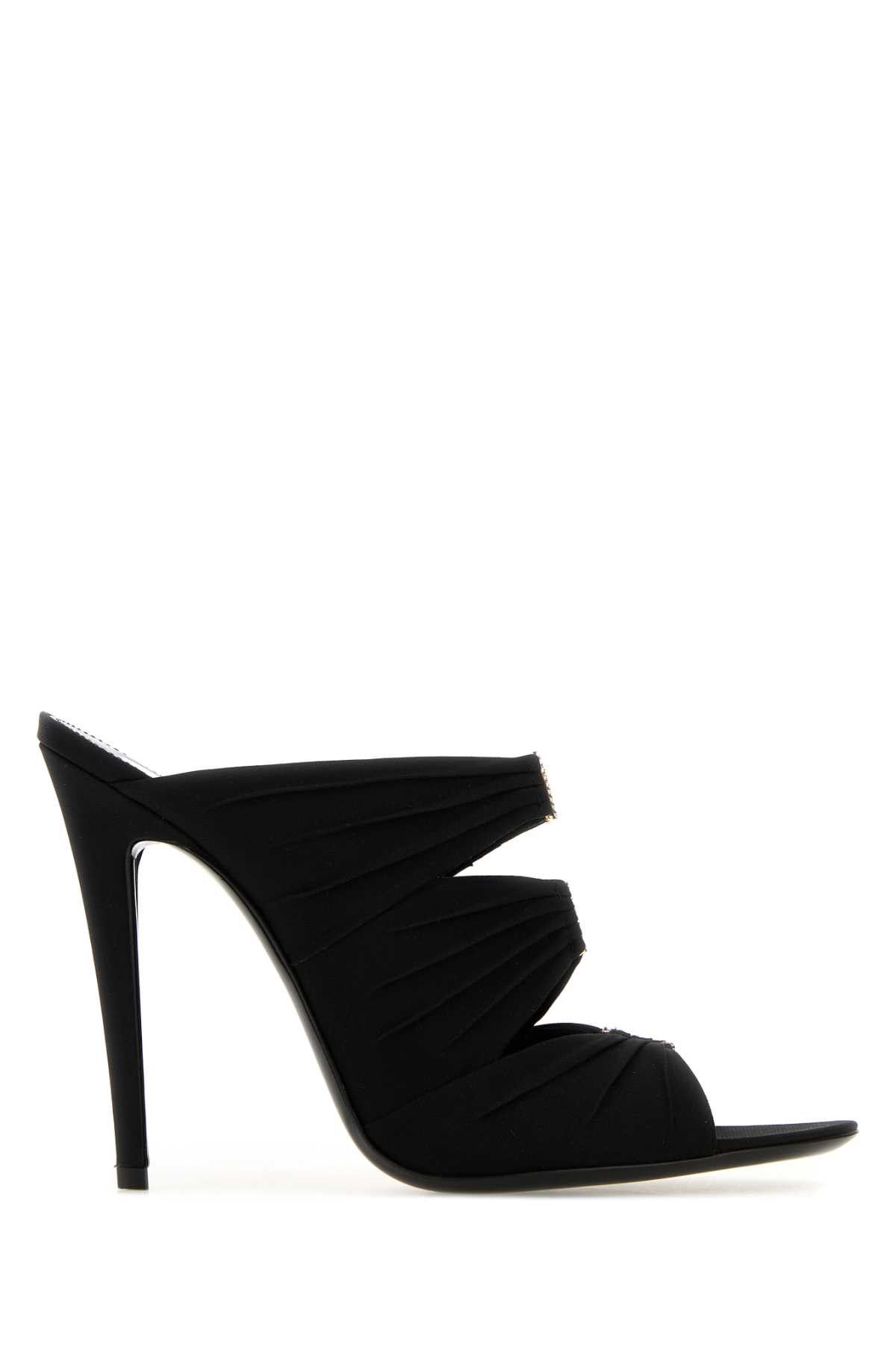 Saint Laurent Paris Black Fabric Emilie Mules Size US 6 / IT 36 - 1 Thumbnail