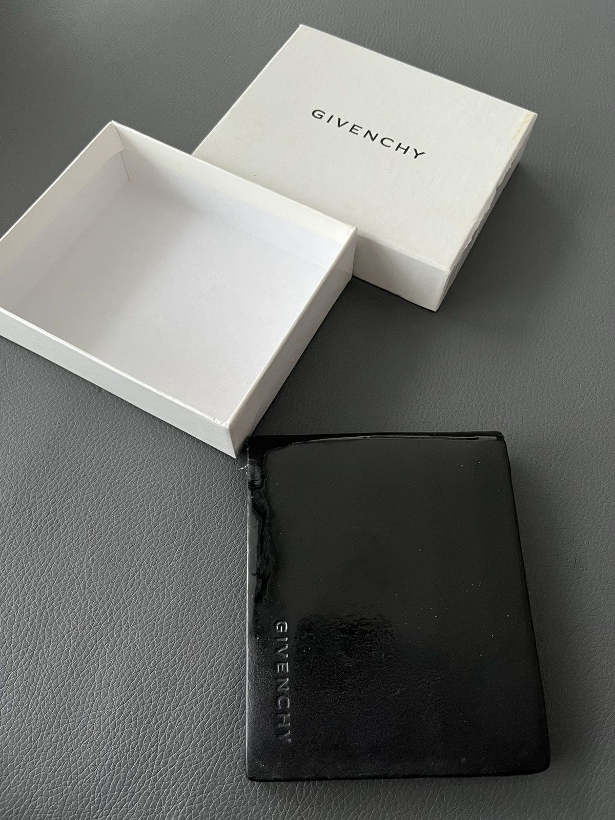 image of Givenchy Vintage Runway Waxed Calf Leather Wallet in Black, Men's