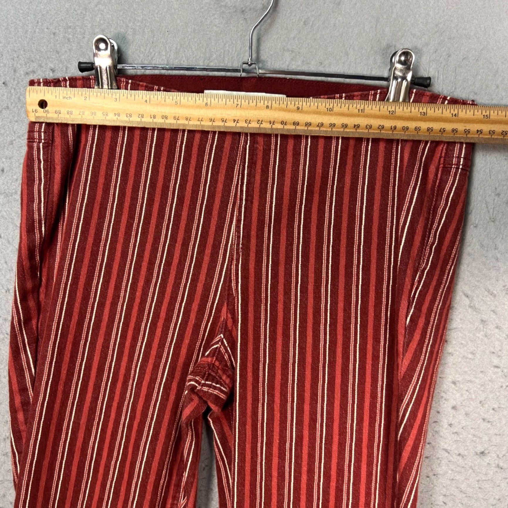 Vintage Ella Moss Womens Pants Striped Red Flared Pull-On Cotton Blend 27 Inseam 31in Casual Modern Rise Mid Ankle Spring Fall Womens Size 27" / US 4 / IT 40 - 6 Thumbnail