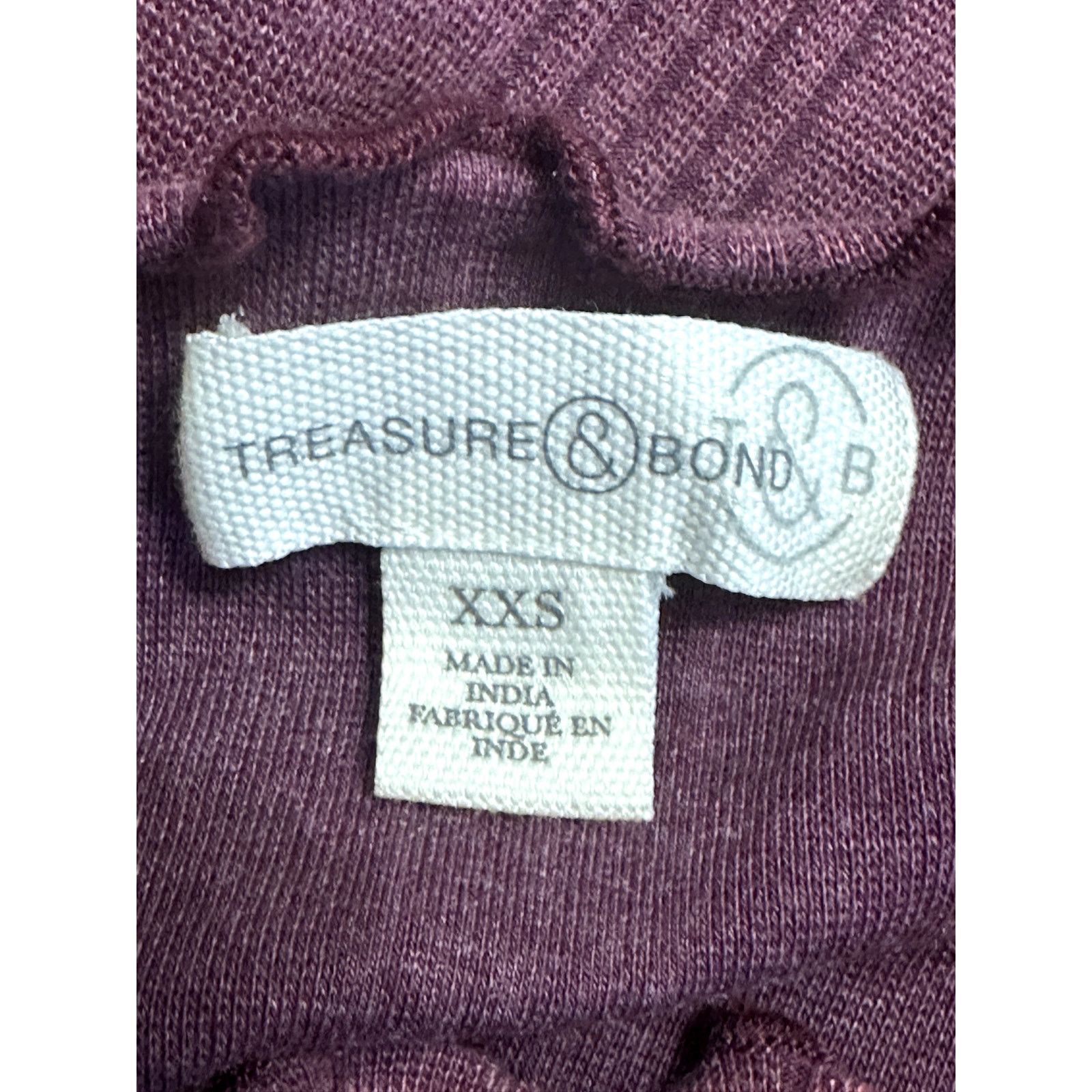 Treasure & Bond Treasure & Bond Midi Dress Bodycon Lettuce Edge Burgundy XXS Size XXS / US 00 / IT 34 - 8 Thumbnail
