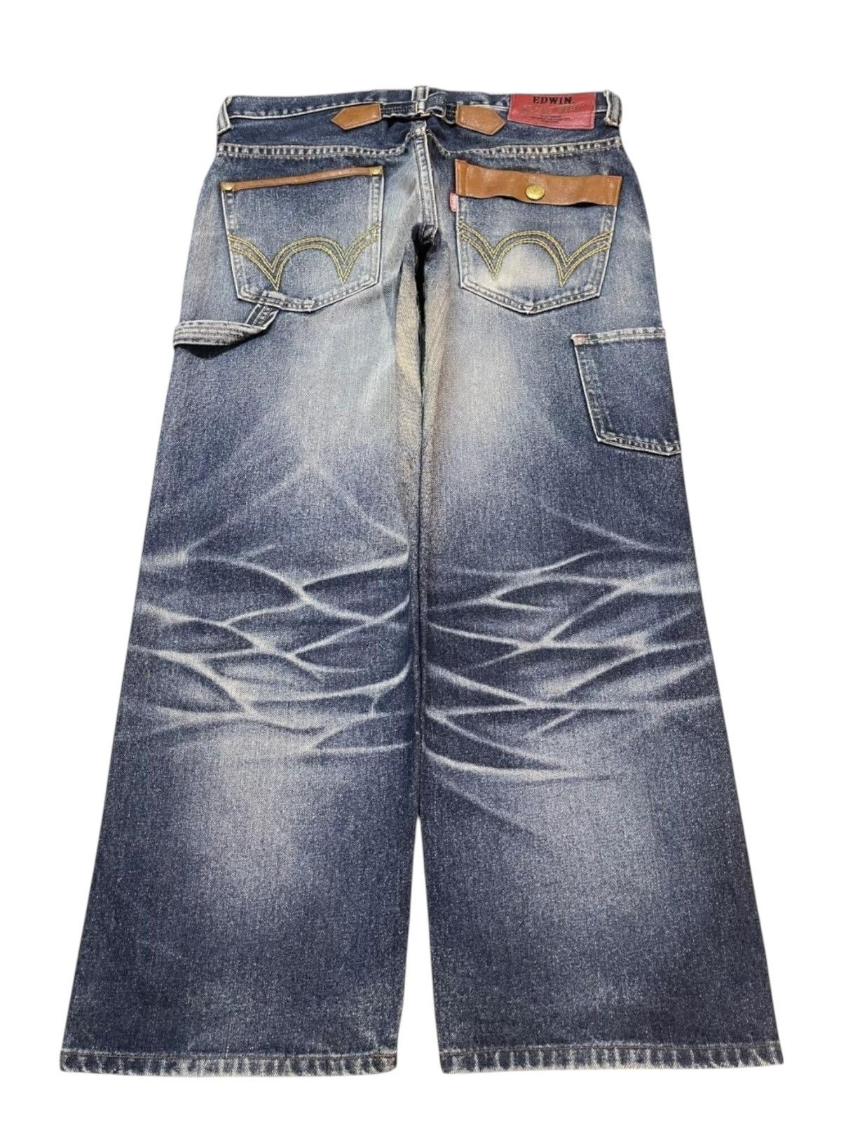 Edwin Y2K Japan Edwin Carpenter Buckle Faded Wash Wide Leg Baggy Size US 34 / EU 50 - 2 Thumbnail
