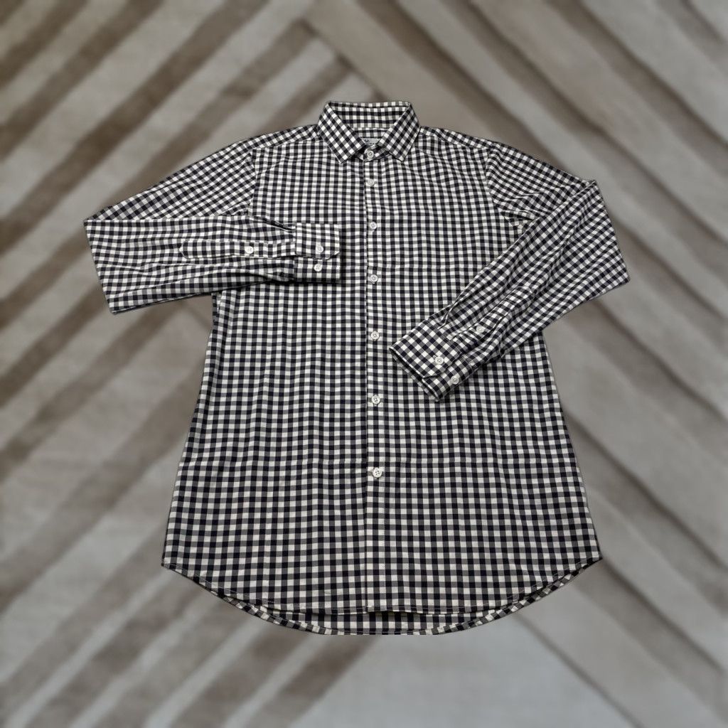 Mizzen+Main Mizzen+Main Shirt Mens MT Gingham Check Plaid Button-Up Long Sleeve Spread Collar Slim Fit Multicolor Polyester Spandex Size US M / EU 48-50 / 2 - 1 Thumbnail